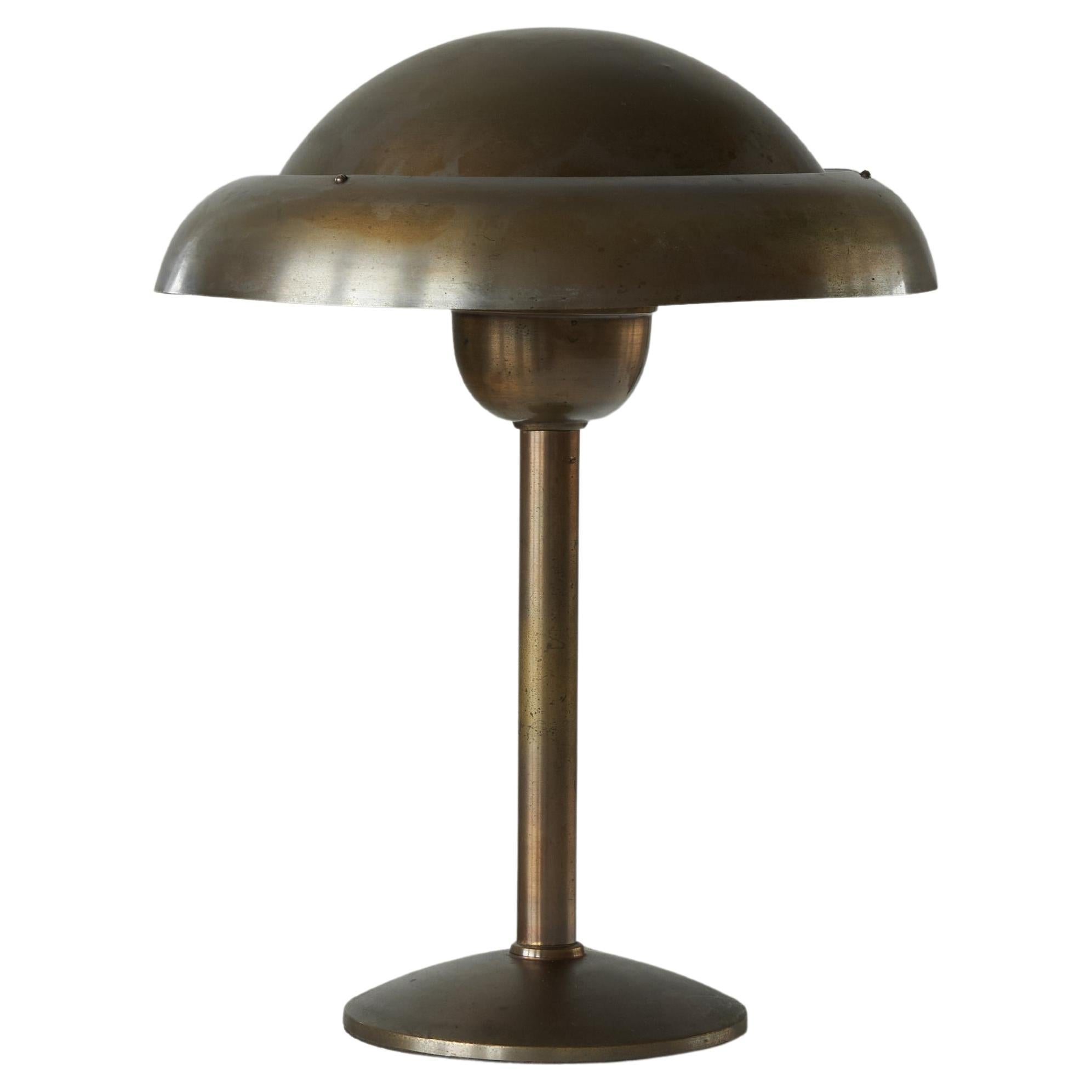 Art Deco Brass and Lacquered Circle Lamp For Sale at 1stDibs
