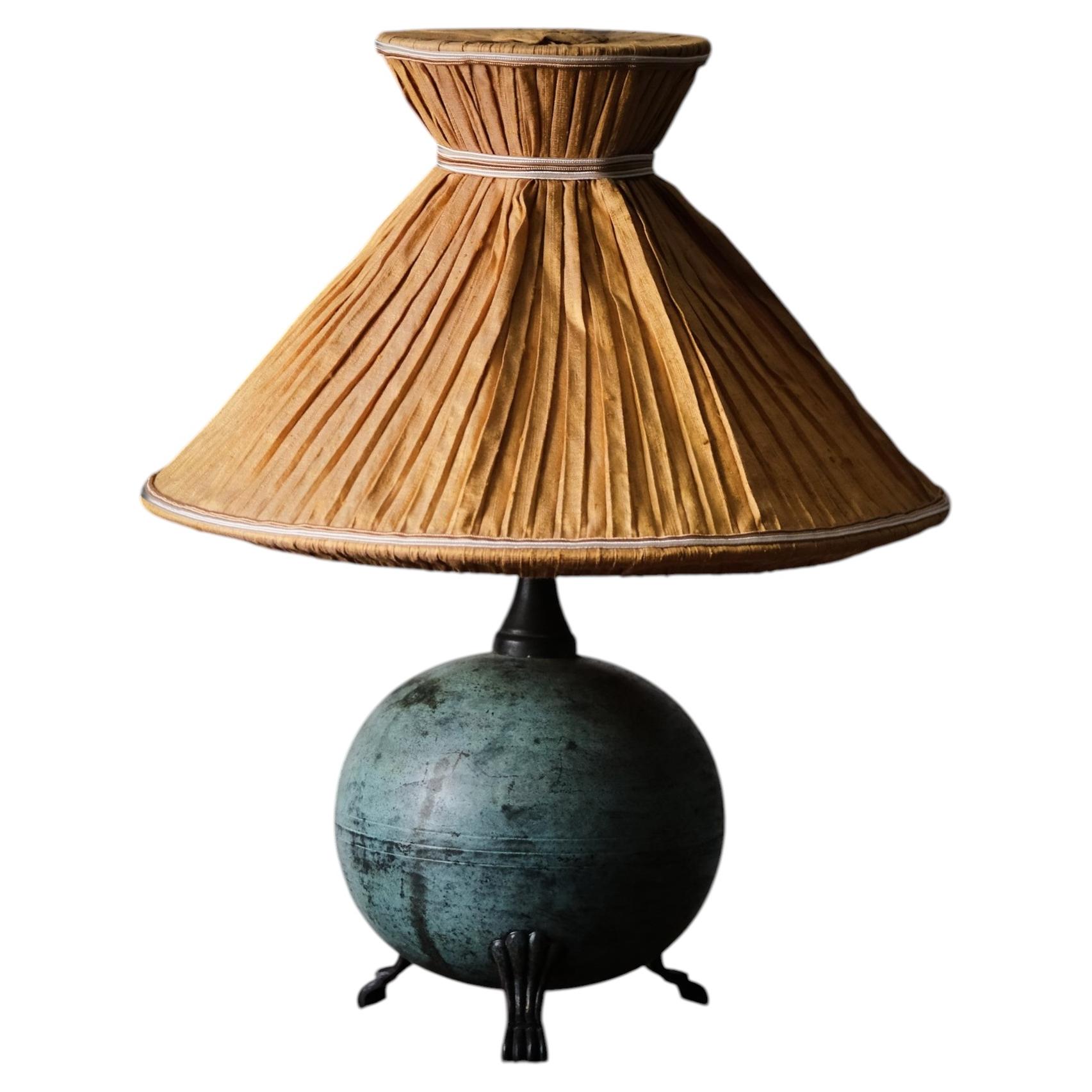 Art Deco Table Lamp in Patinated Metal, Sweden, Early 20th Century