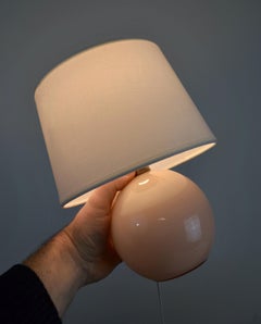 Art Deco Table Lamp in Pink Opaline, Geometric Design, 1930s