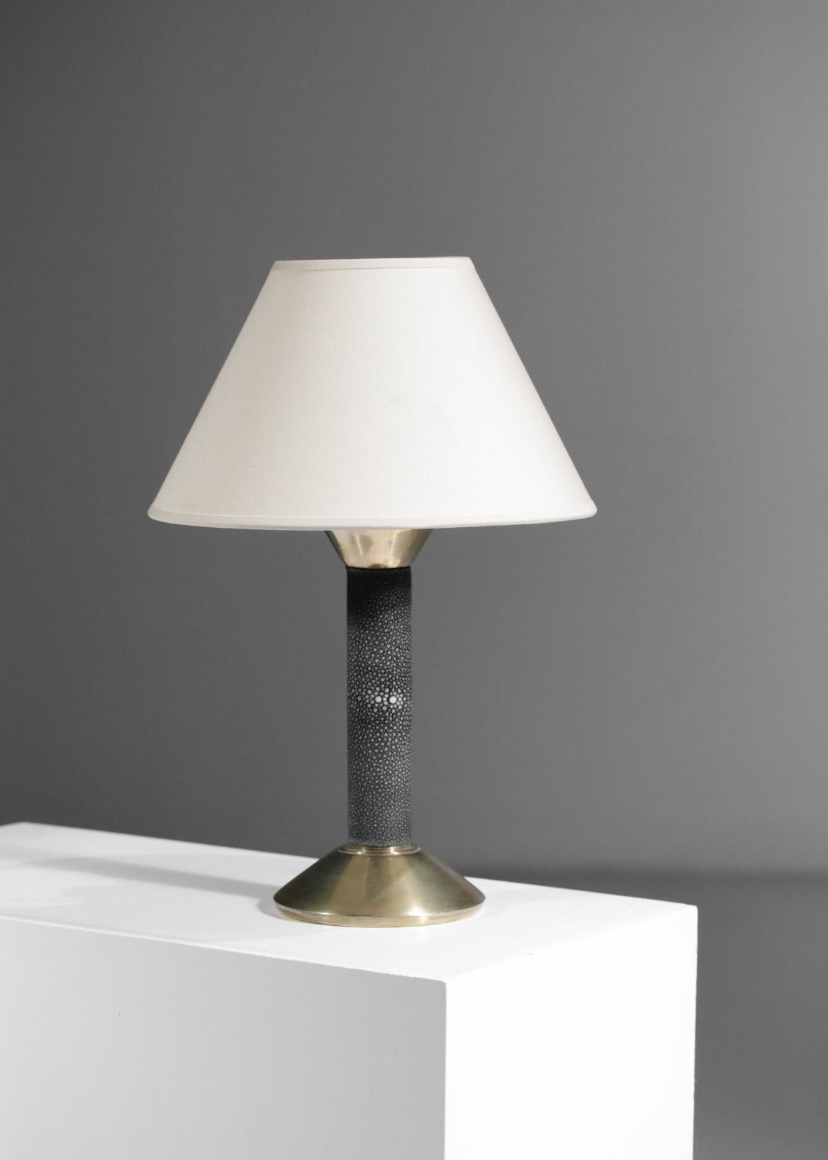 Art Deco Table Lamp in Stingray Attributed to André Groult Bronze 1940s - G082 For Sale 1