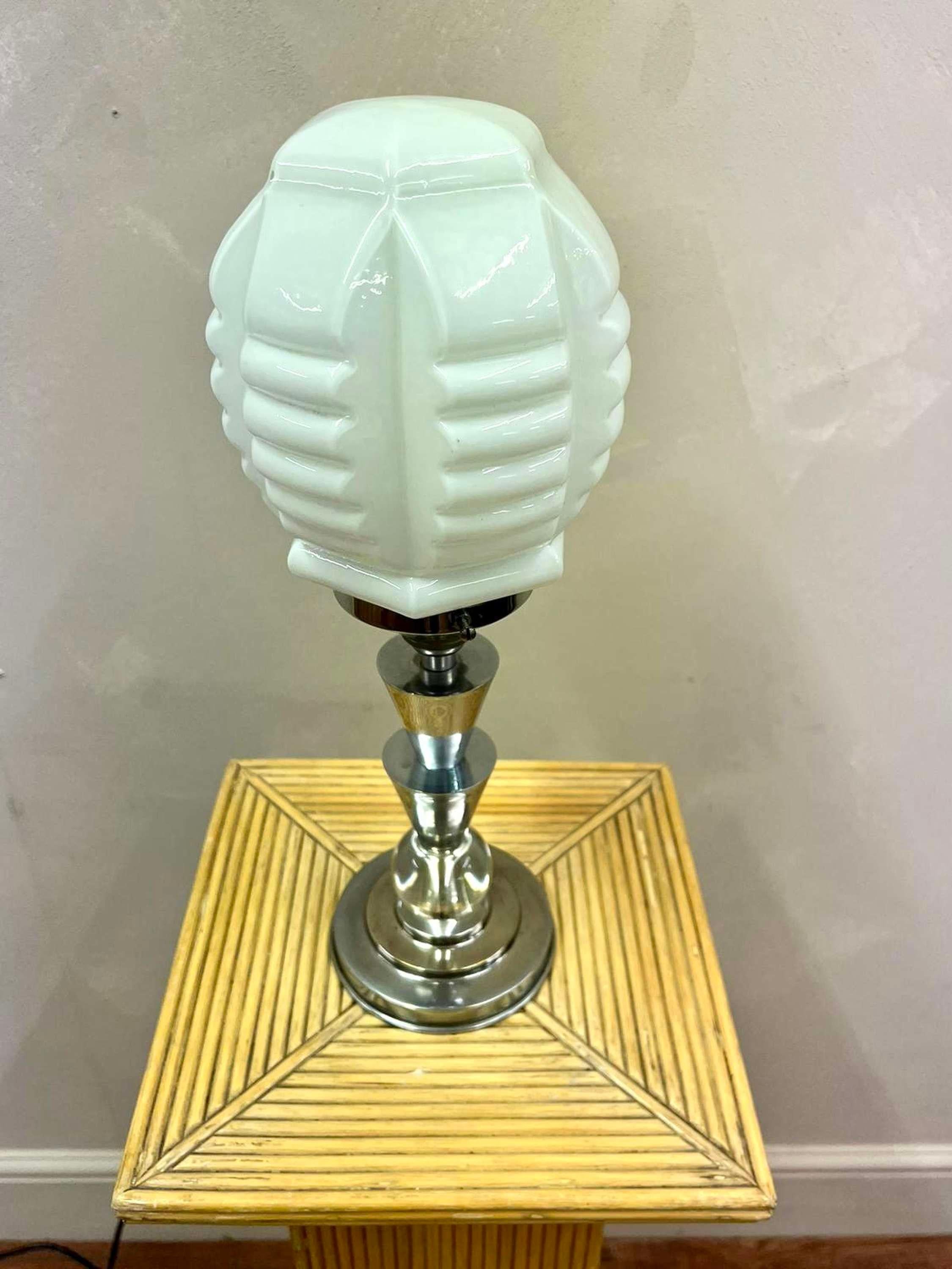 Glass Art Deco Table Lamp, in the Manner of Designer Jacques Adnet