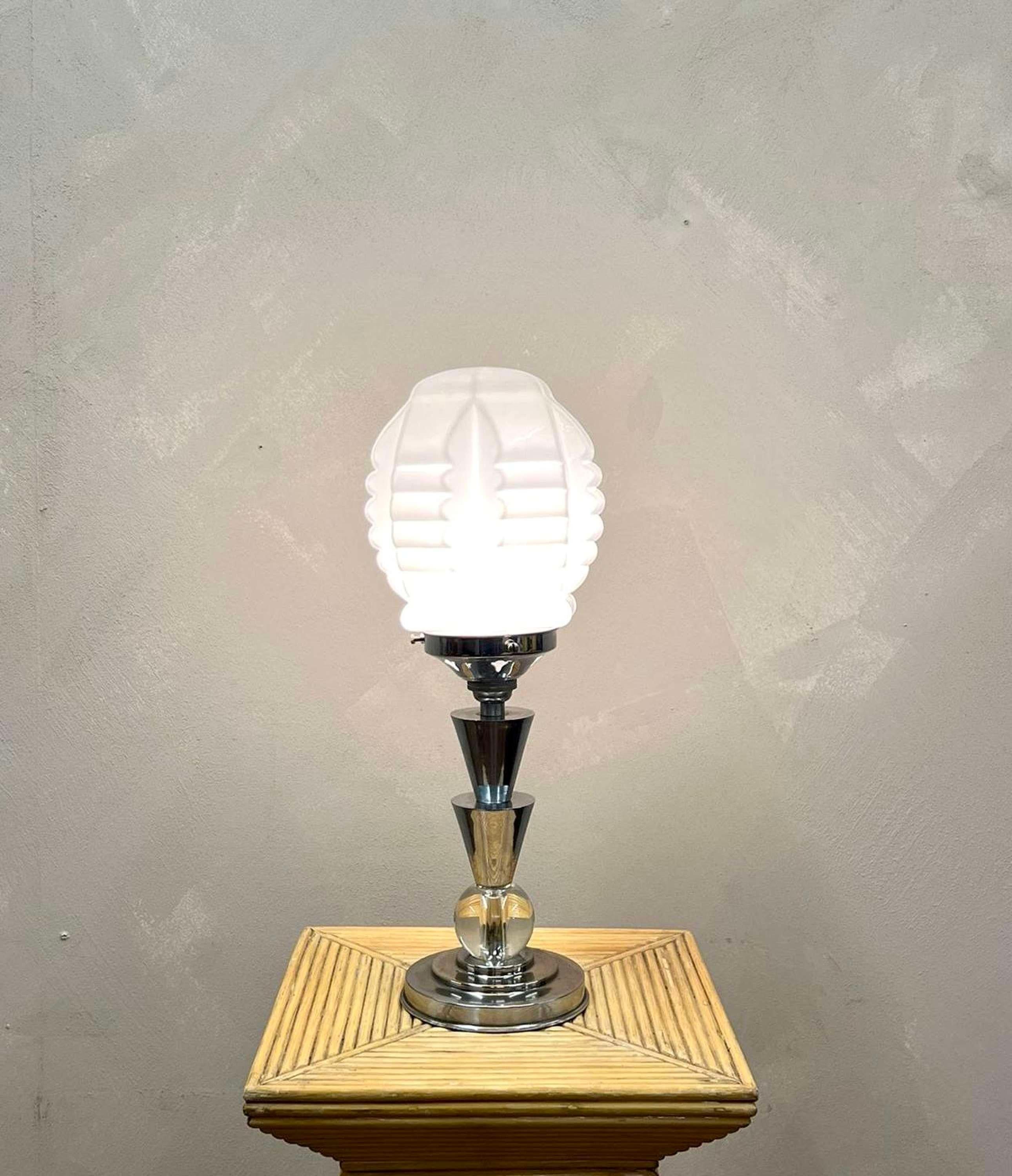 Art Deco Table Lamp, in the Manner of Designer Jacques Adnet 1