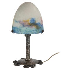 Art Deco Table Lamp - Muller Frères - Wrought Iron and Paste Glass