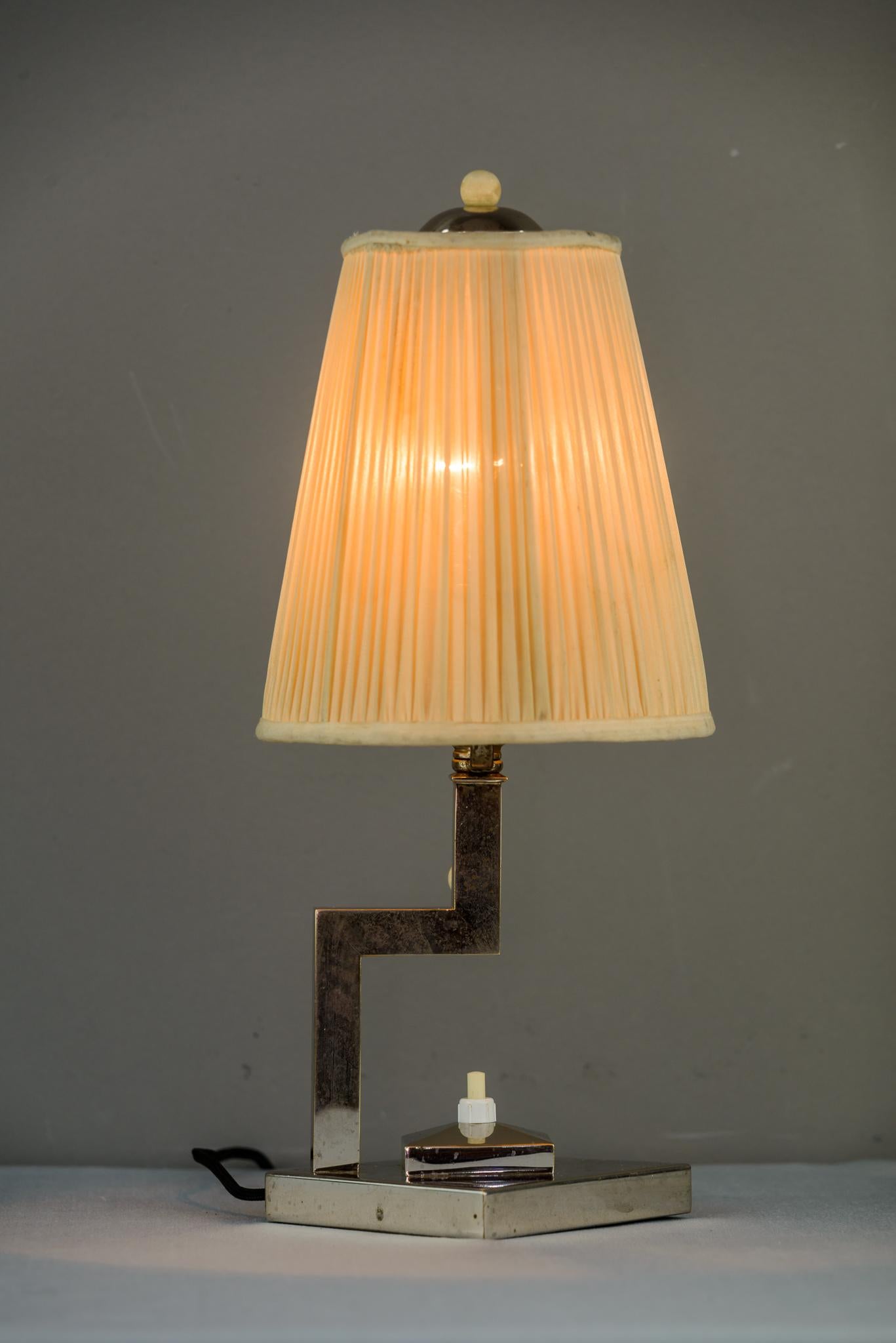 Art Deco Table Lamp Nickel-Plated with Original Shade, circa 1920s 5