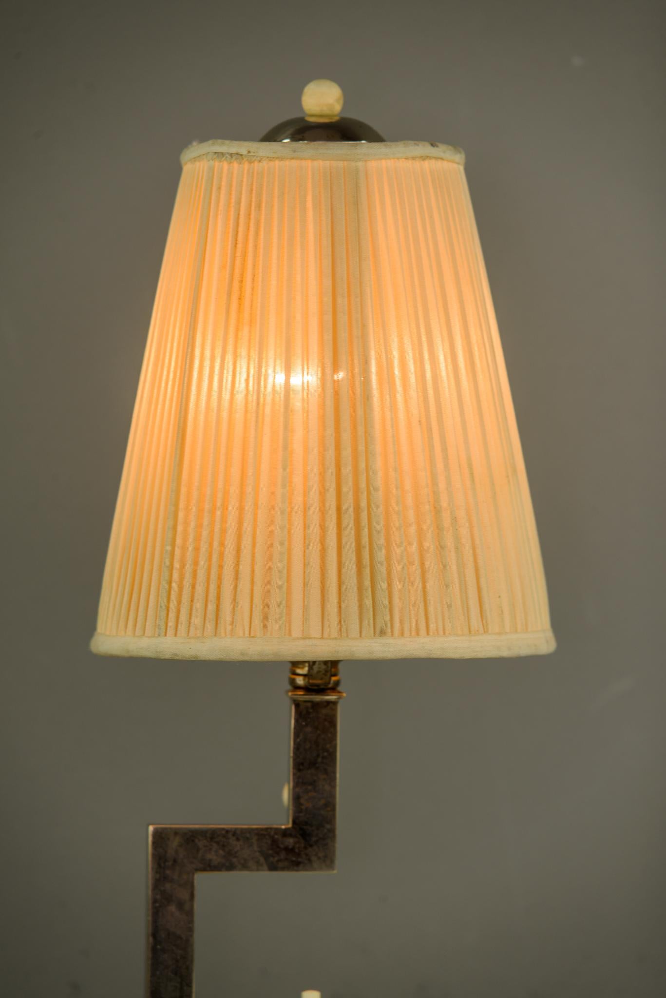 Art Deco Table Lamp Nickel-Plated with Original Shade, circa 1920s 6