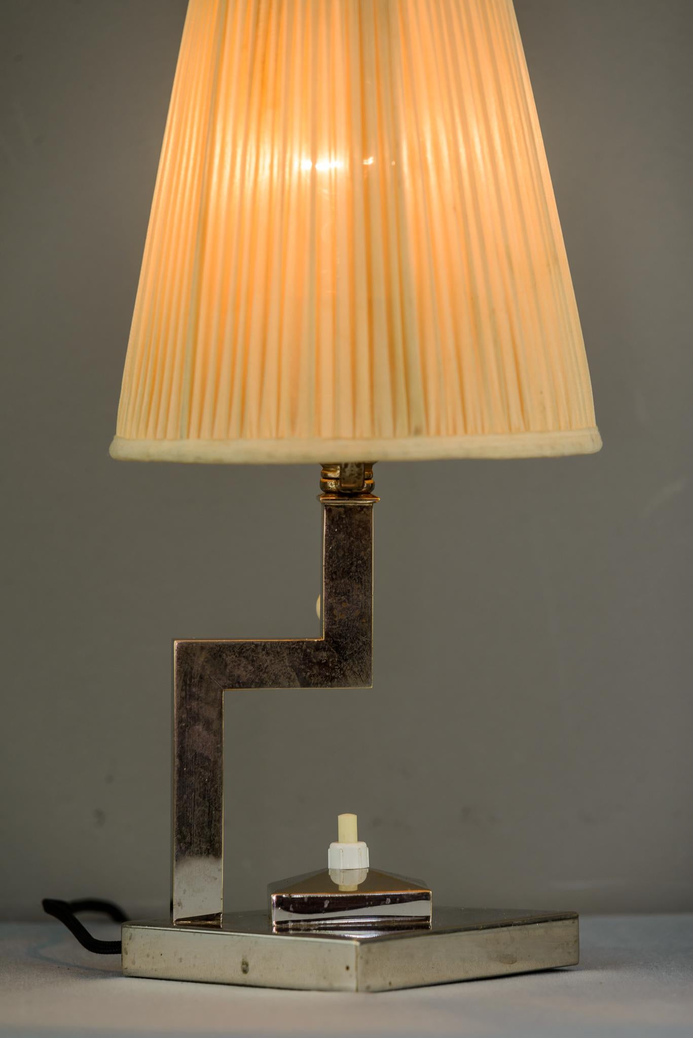 Art Deco Table Lamp Nickel-Plated with Original Shade, circa 1920s 7