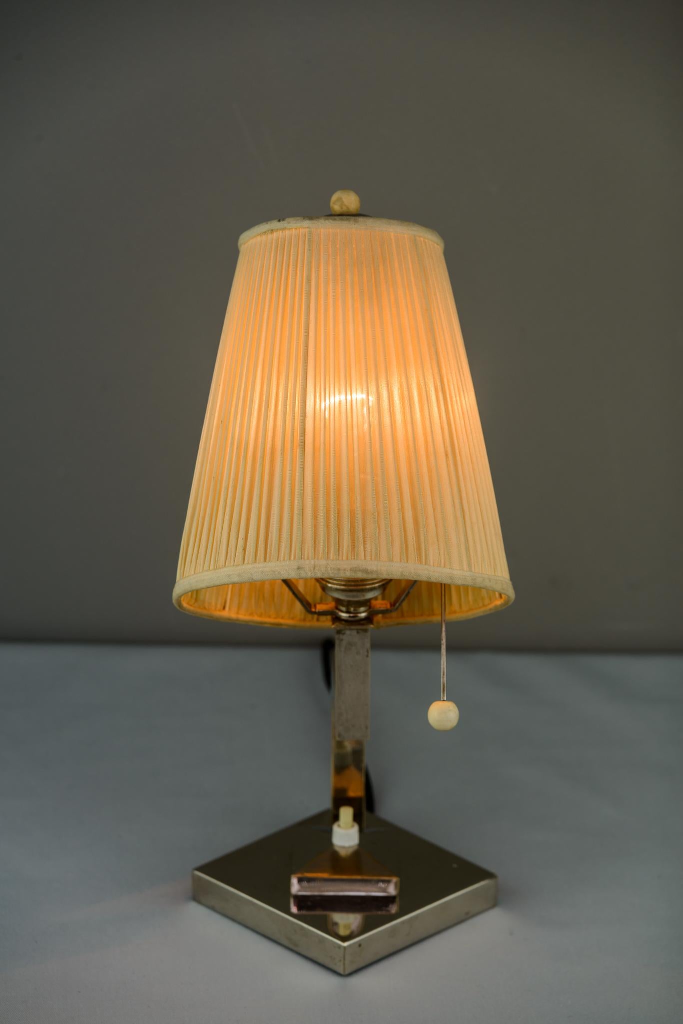 Art Deco Table Lamp Nickel-Plated with Original Shade, circa 1920s 11