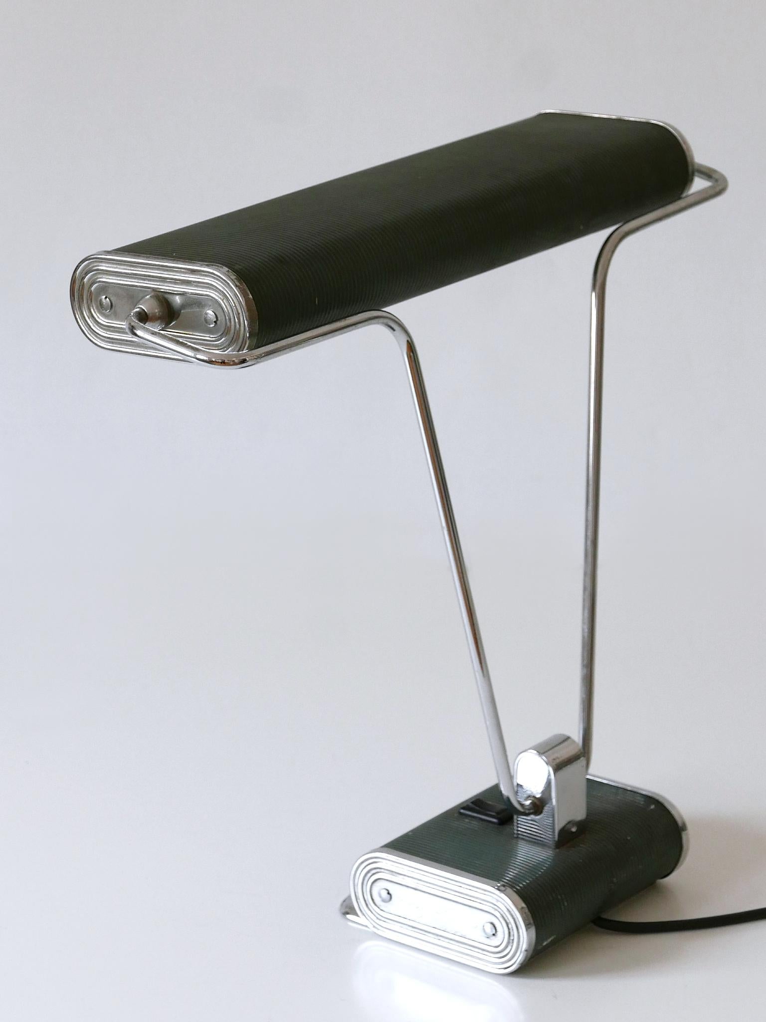 Plated Art Deco Table Lamp or Desk Light 'No 71' by André Mounique for Jumo 1930s For Sale