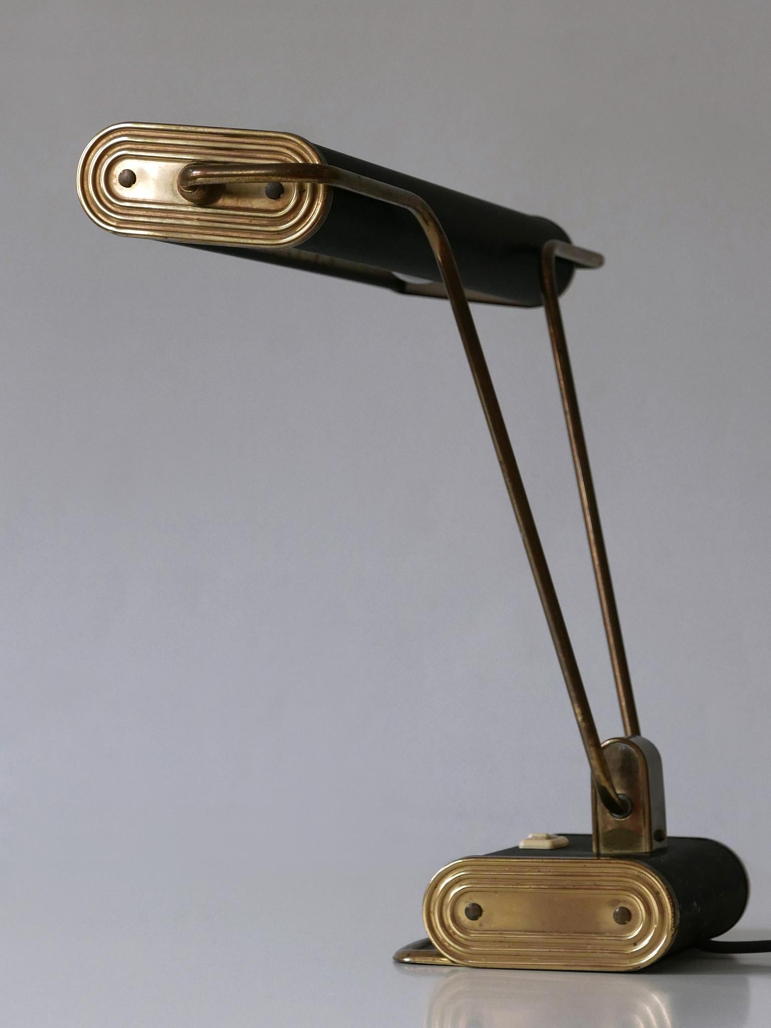 Metal Art Deco Table Lamp or Desk Light 'No 71' by André Mounique for Jumo 1930s For Sale