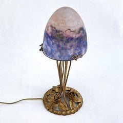 Art Deco Table Lamp Pâte De Verre Signed by Muller Freres Lunéville, 1920s