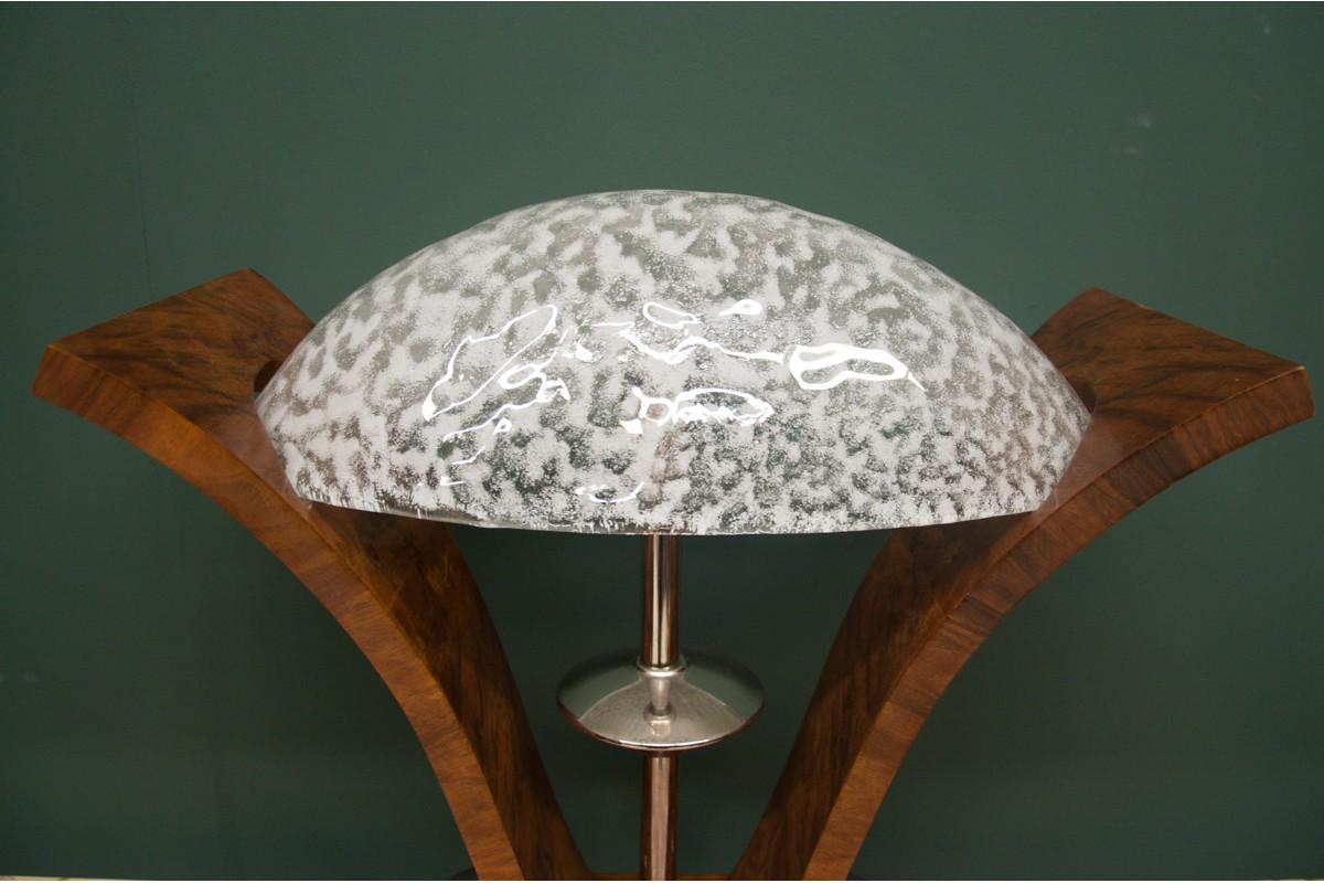 Glass Art Deco Table Lamp, Poland, 1980s For Sale