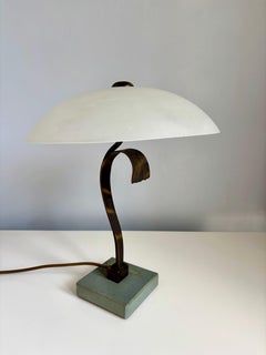 Art Deco Table Lamp Raymond Subes Style, Metal and Glass, Sweden