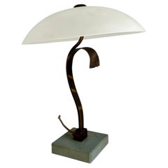 Art Deco Table Lamp Raymond Subes Style, Metal and Glass, Sweden