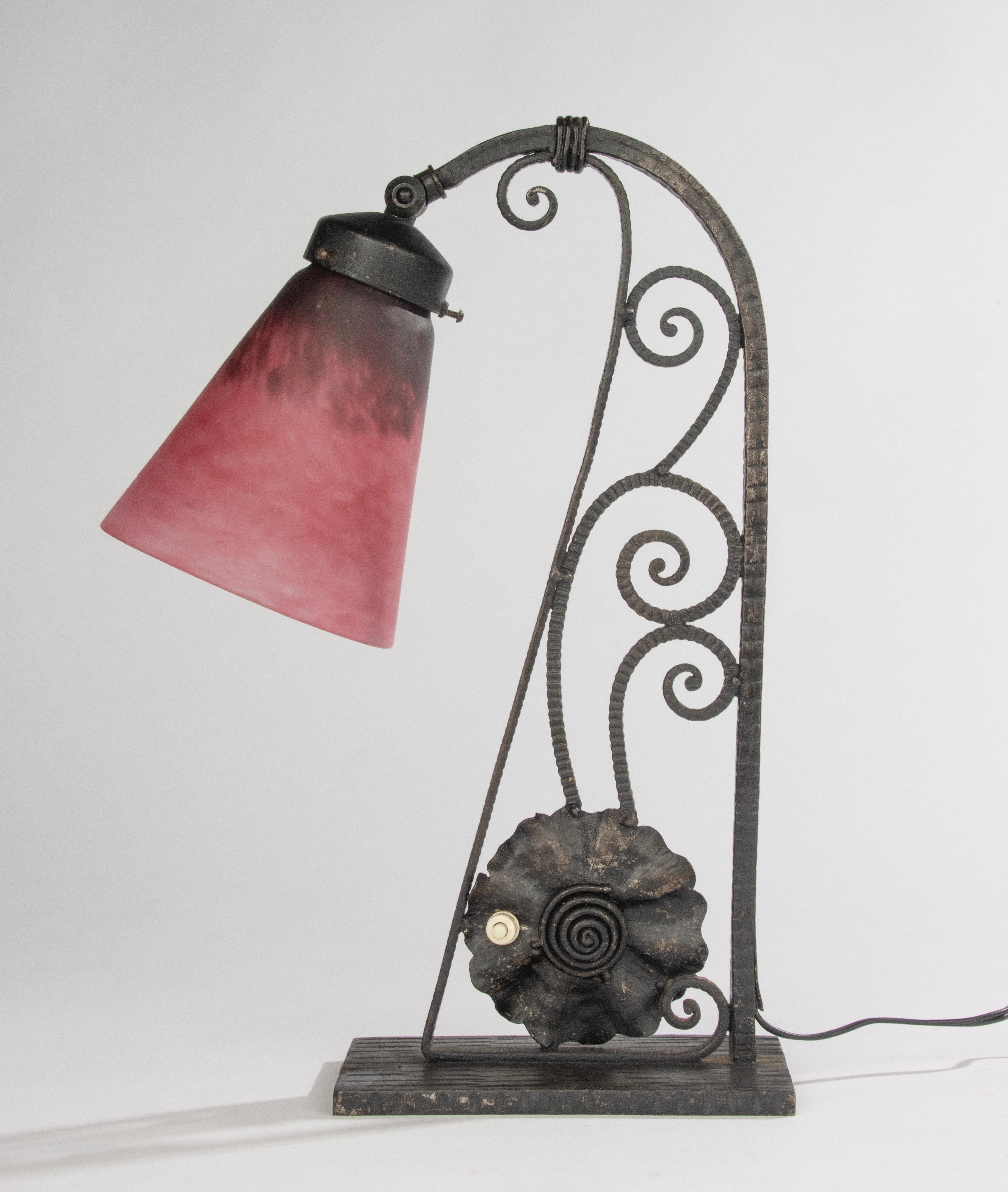 French Art Deco Table Lamp  - Schneider & Carion Collaboration For Sale