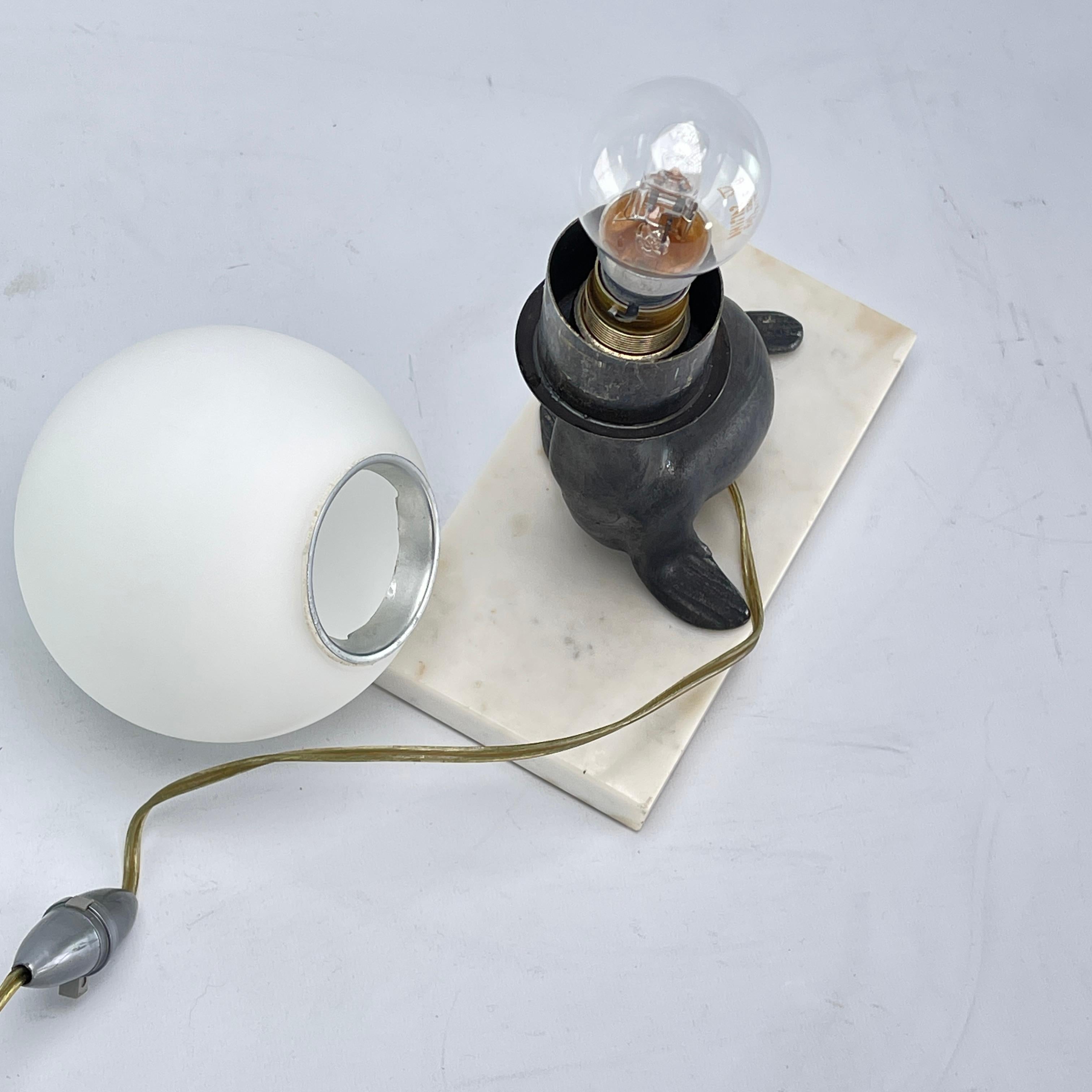 ART DECO table lamp seal sea lion sculpture lamp marble, 1930s For Sale 1