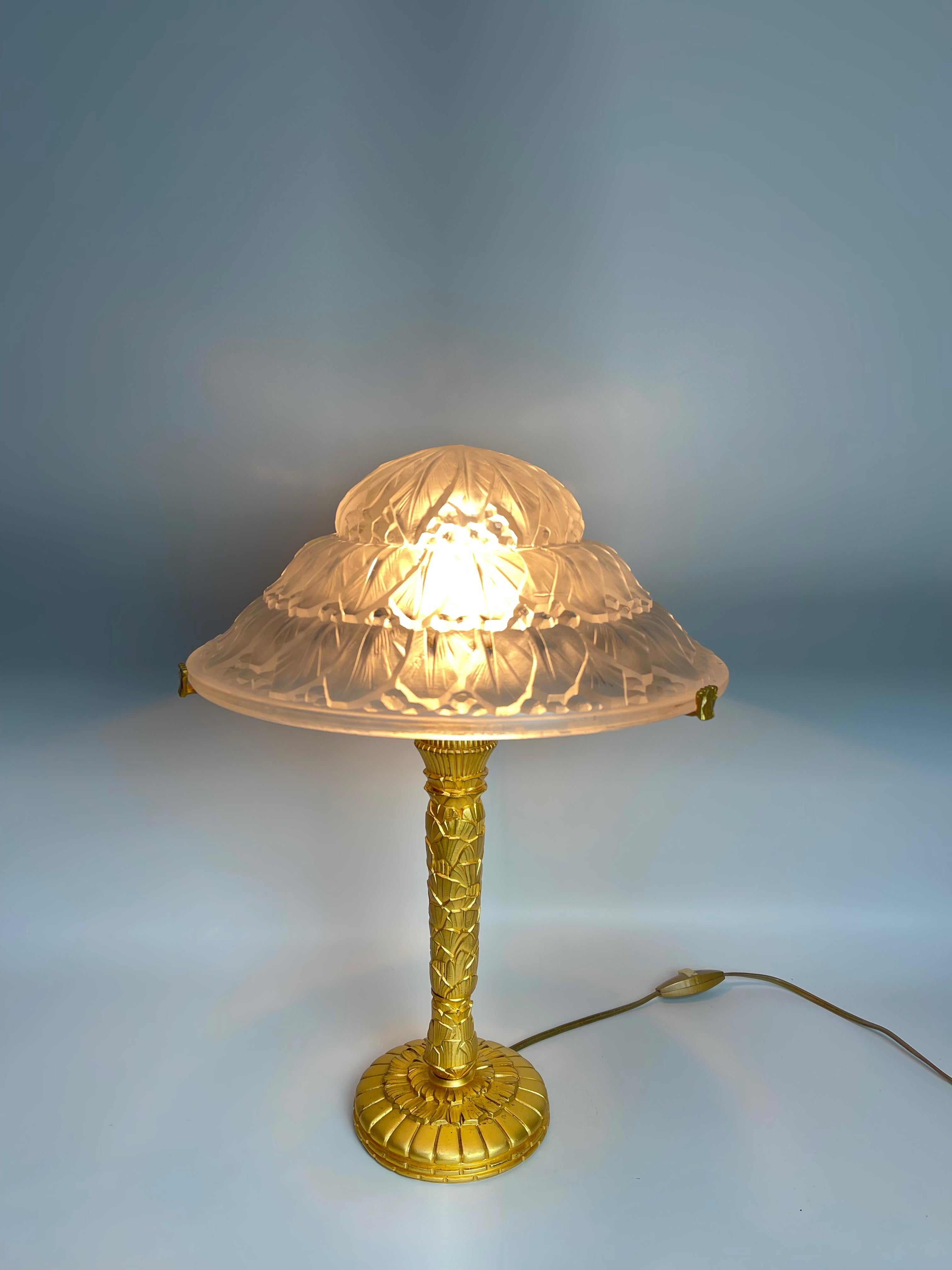 Art Deco Table Lamp Signed Hettier & Vincent 7