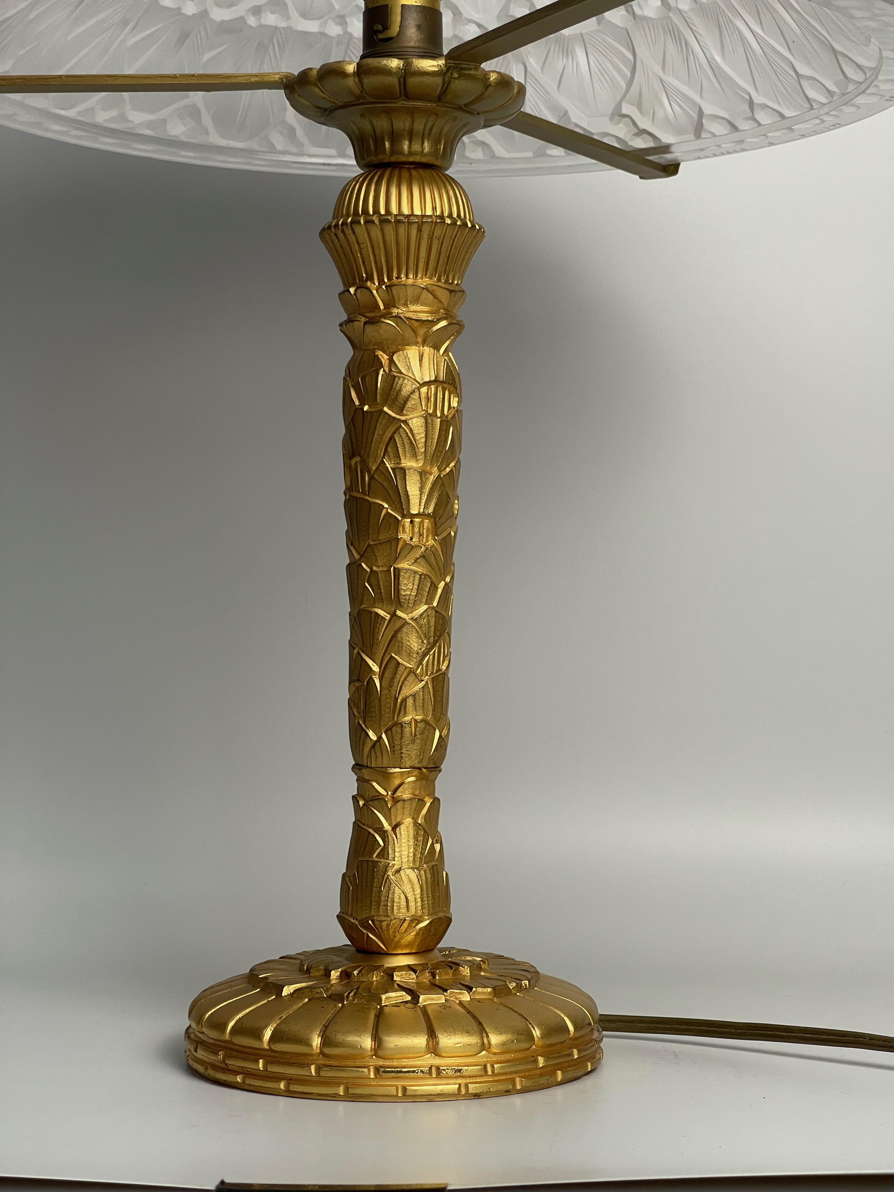 20ième siècle Lampe de table Art Déco signée Hettier & Vincent
