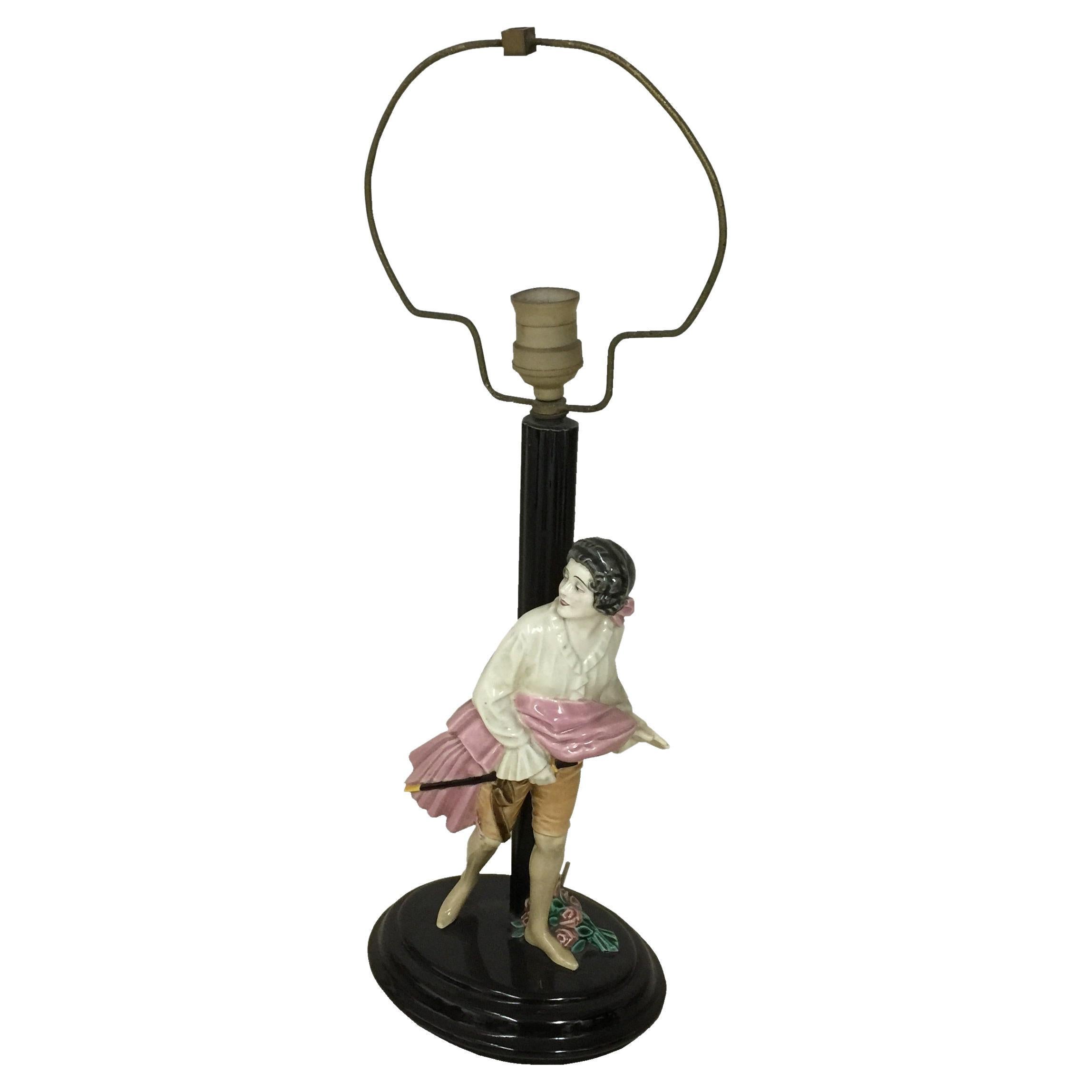 Art deco Table Lamp, Sing: Made in Austria "Keramos",  1920 in Ceramic For Sale