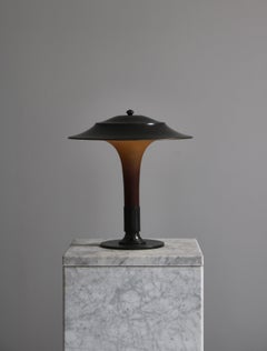 Art Deco Table Lamp "Torch" in Brass and Glass by Fog & Mørup, Denmark, 1930s