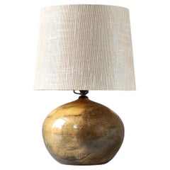 Art Deco Table Lamp Uranium Glaze by HAK Herman Kähler Pottery, Denmark, 1930s