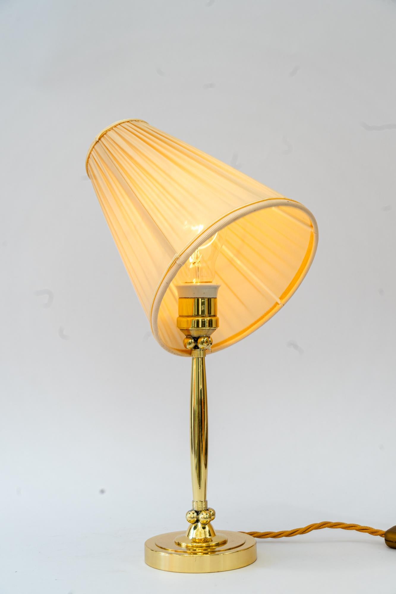 Art Deco table lamp vienna around 1920s with fabric shade For Sale 3