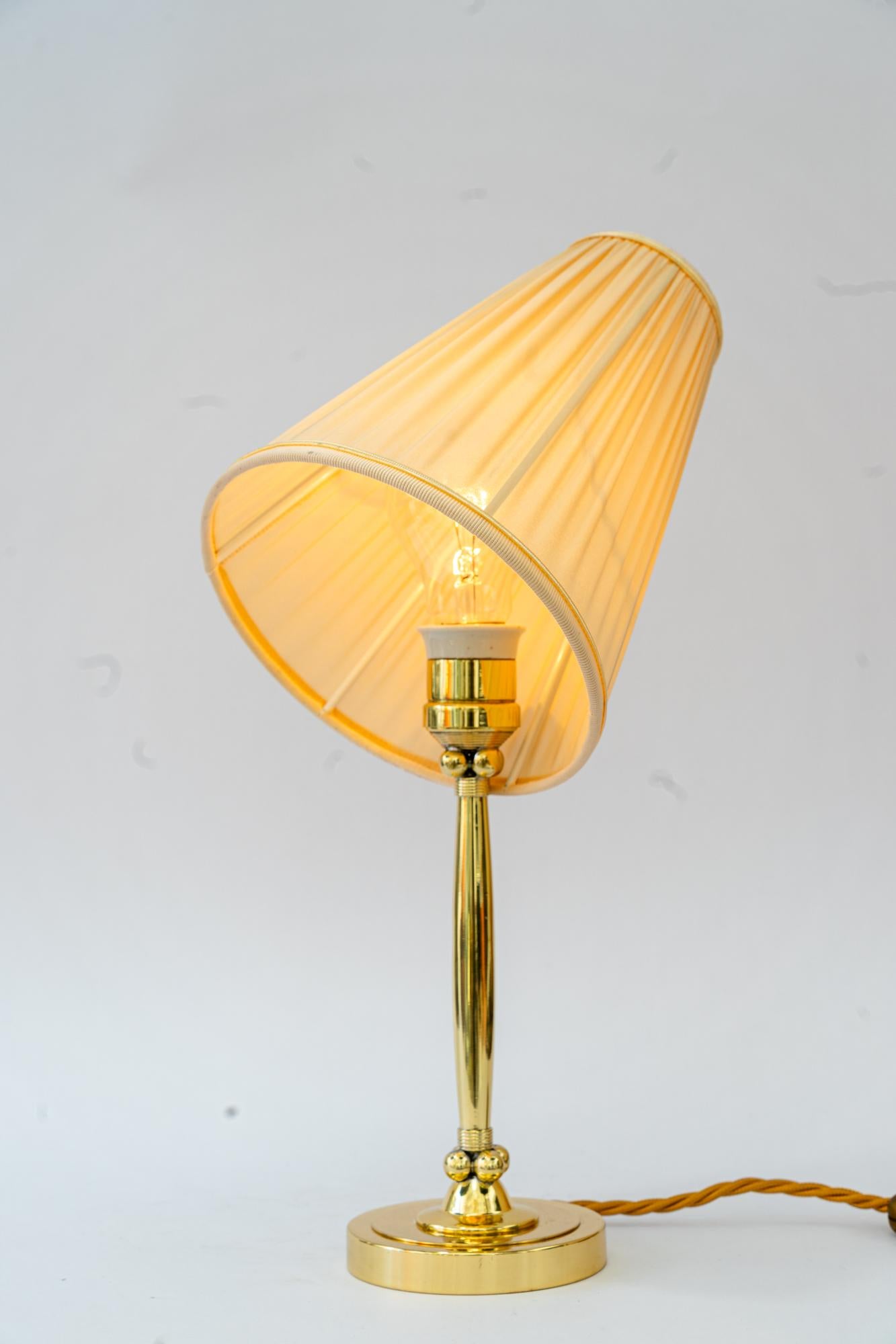 Art Deco table lamp vienna around 1920s with fabric shade For Sale 4