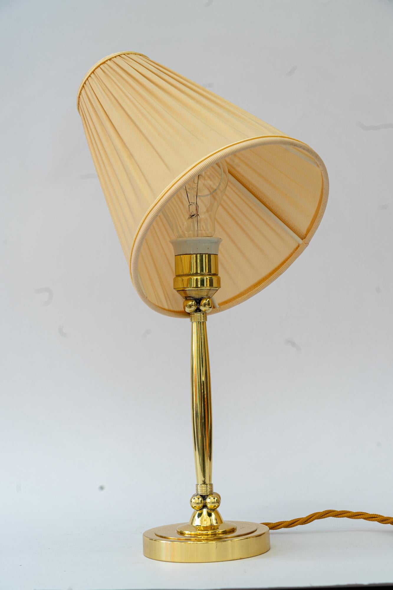 Art Deco table lamp vienna around 1920s with fabric shade In Good Condition For Sale In Wien, AT