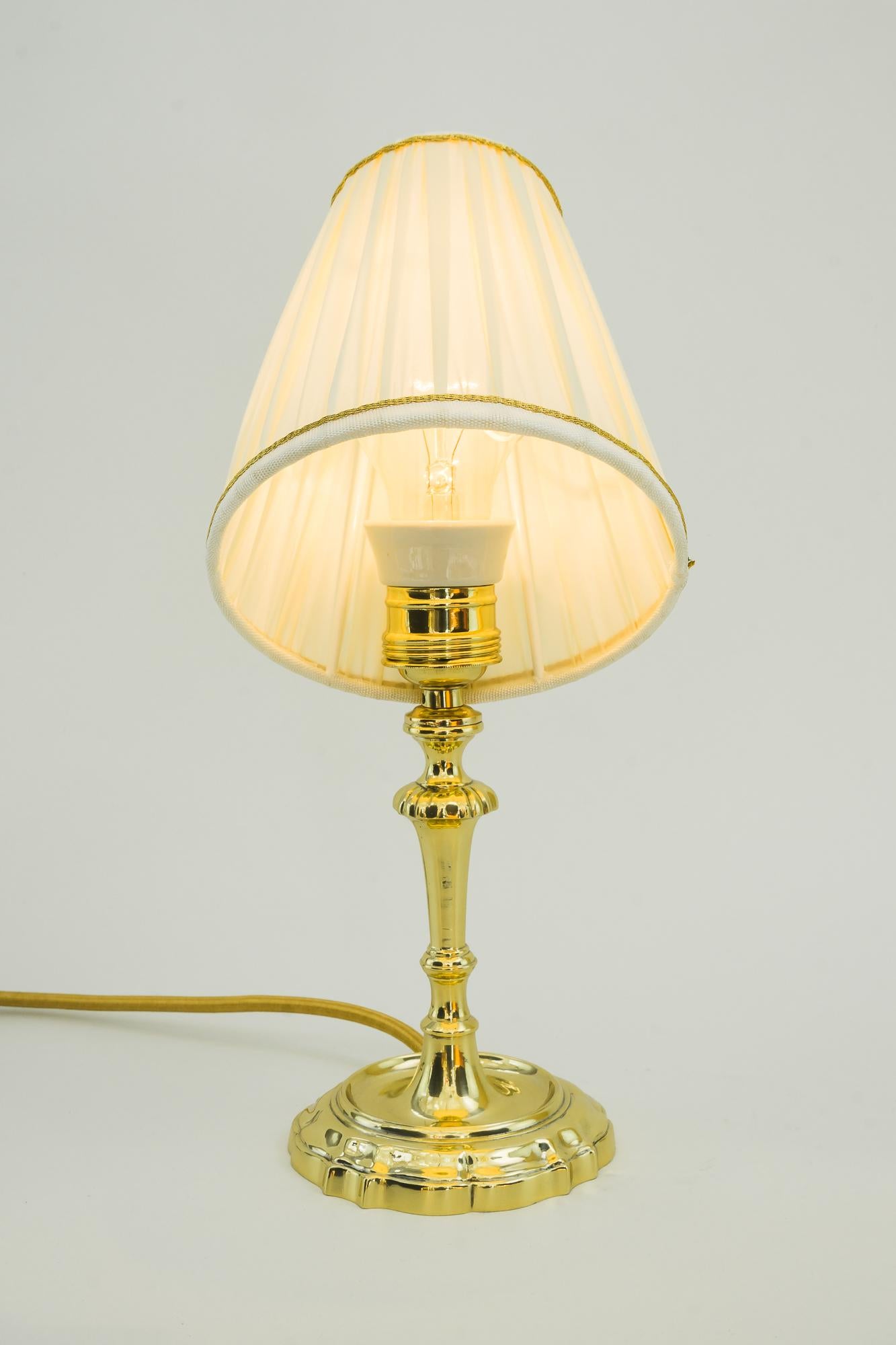 Brass Art Deco Table Lamp Vienna circa 1920s with Fabric Shade