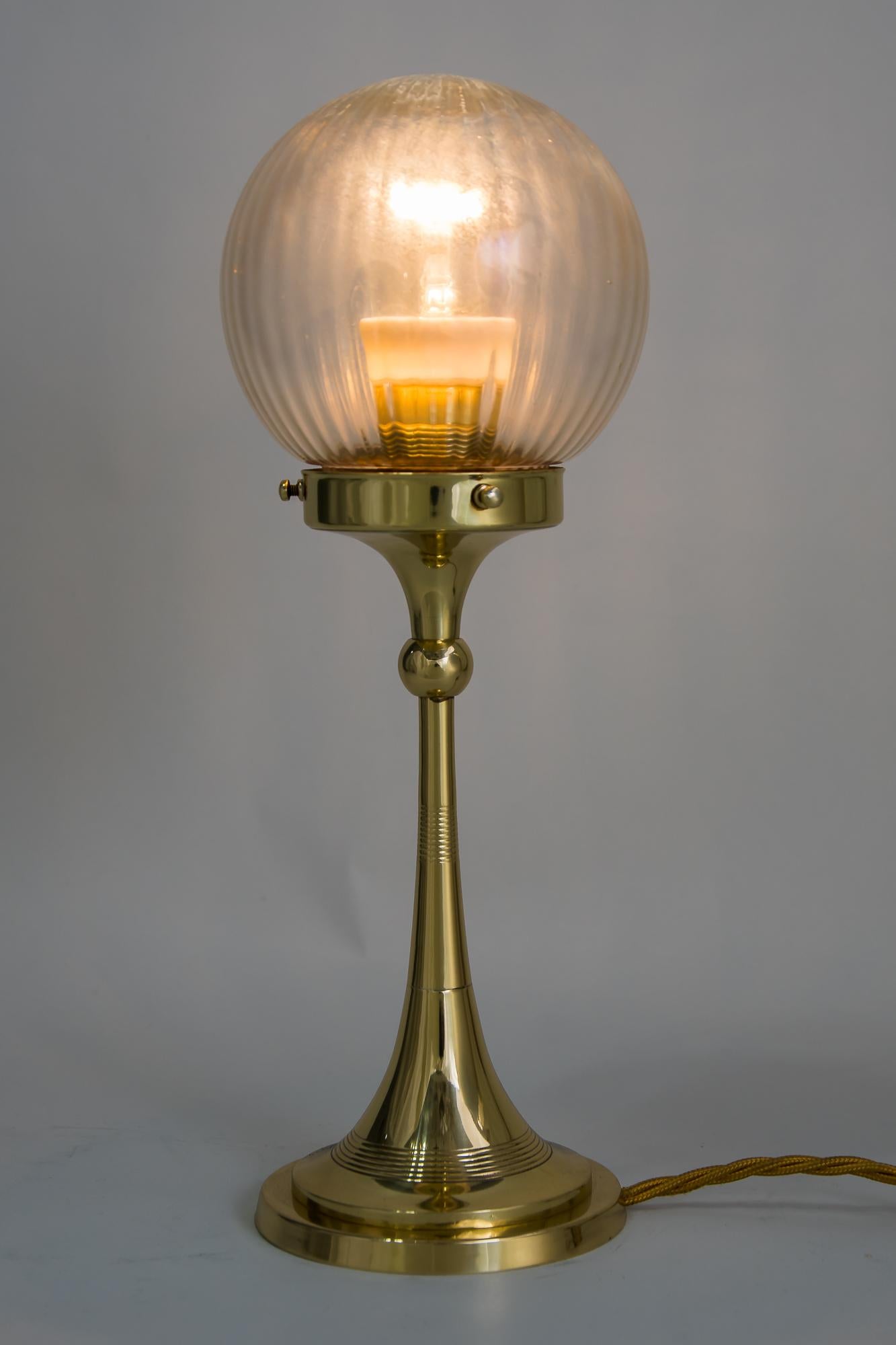 Glass Art Deco Table Lamp Vienna around 1920s with Original Shade For Sale