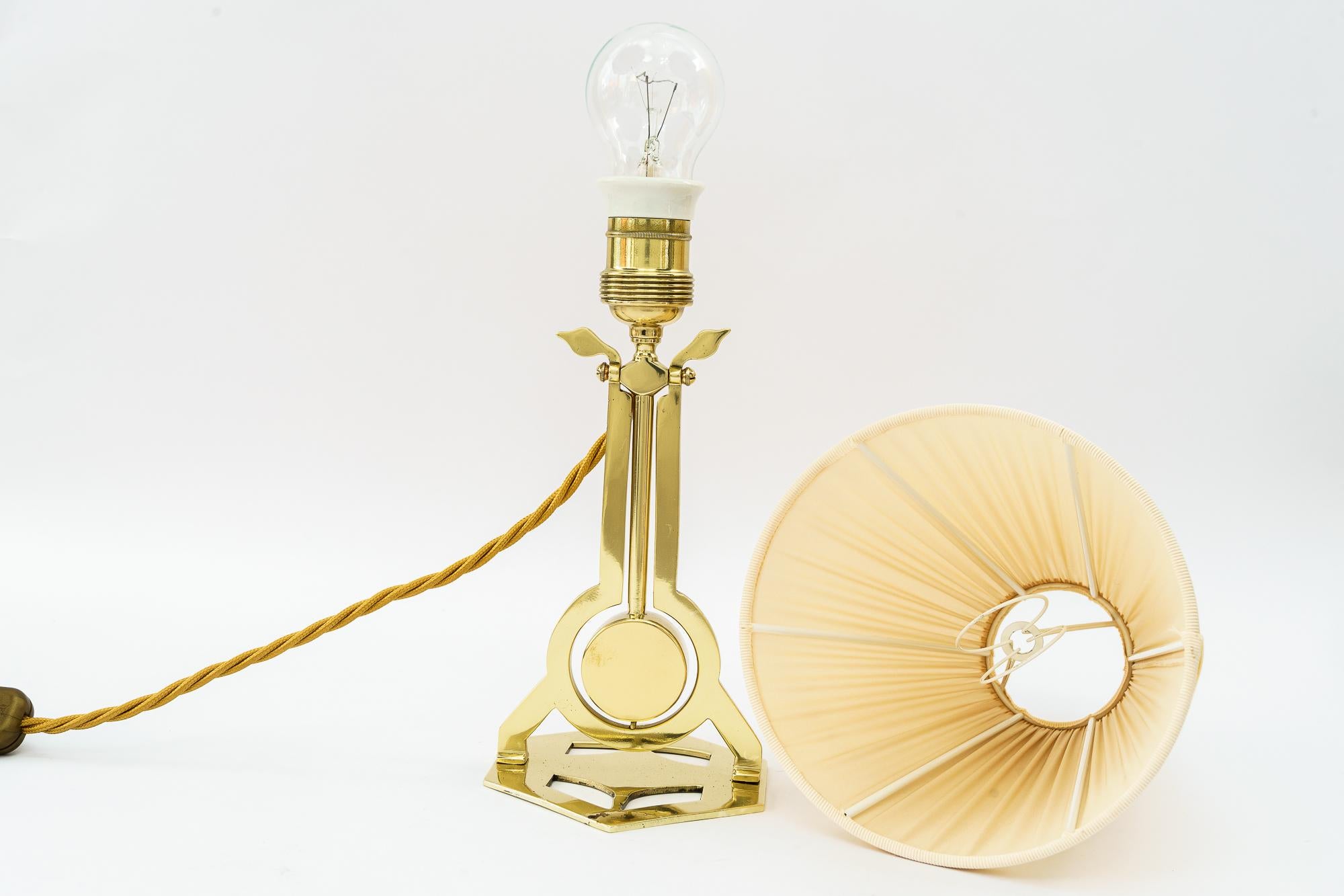 Art Deco table lamp vienna with fabric shade around 1920s  For Sale 3