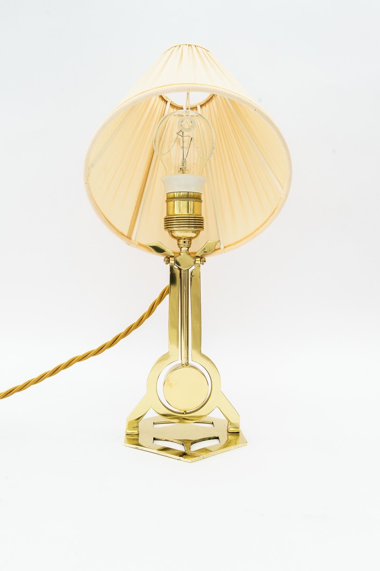 Austrian Art Deco table lamp vienna with fabric shade around 1920s  For Sale