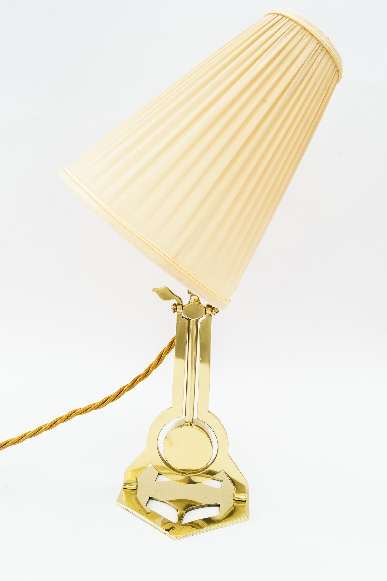 Art Deco table lamp vienna with fabric shade around 1920s  In Good Condition For Sale In Wien, AT