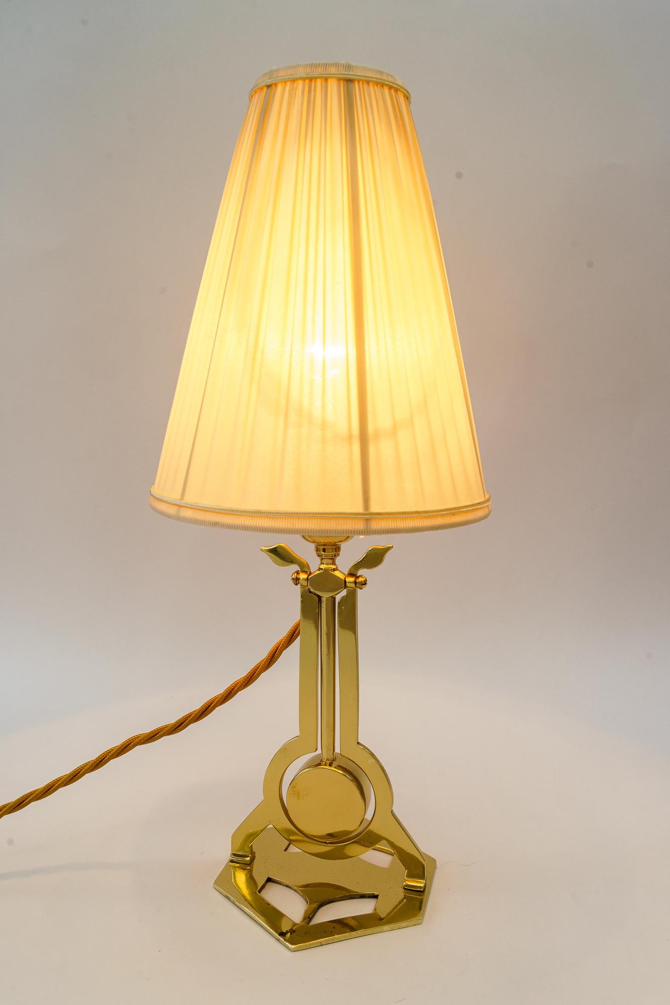 Art Deco table lamp vienna with fabric shade around 1920s  For Sale 2