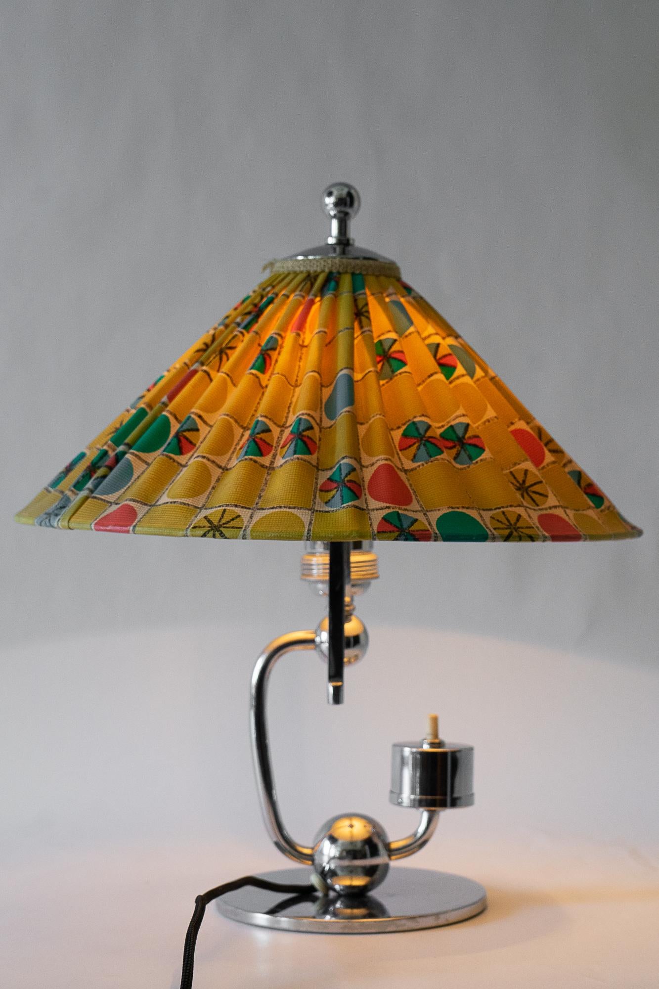 Art Deco Table Lamp Vienna with Original Fabric Shade, circa 1930s 5