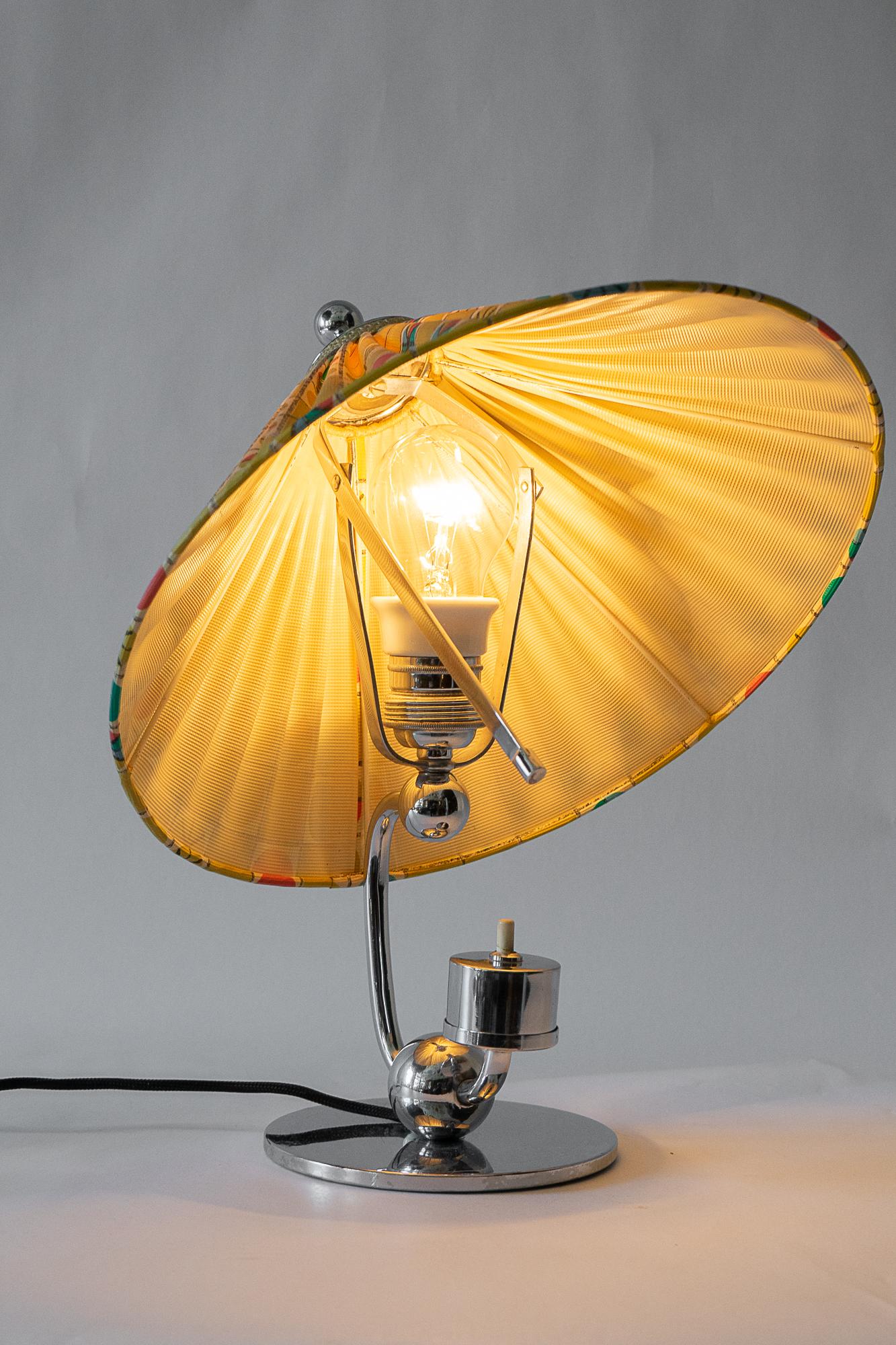 Art Deco Table Lamp Vienna with Original Fabric Shade, circa 1930s 7
