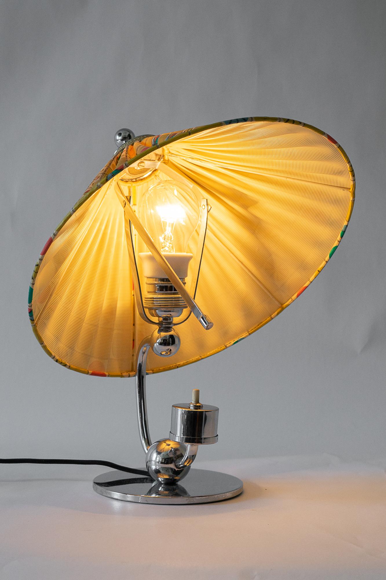 Art Deco Table Lamp Vienna with Original Fabric Shade, circa 1930s 8