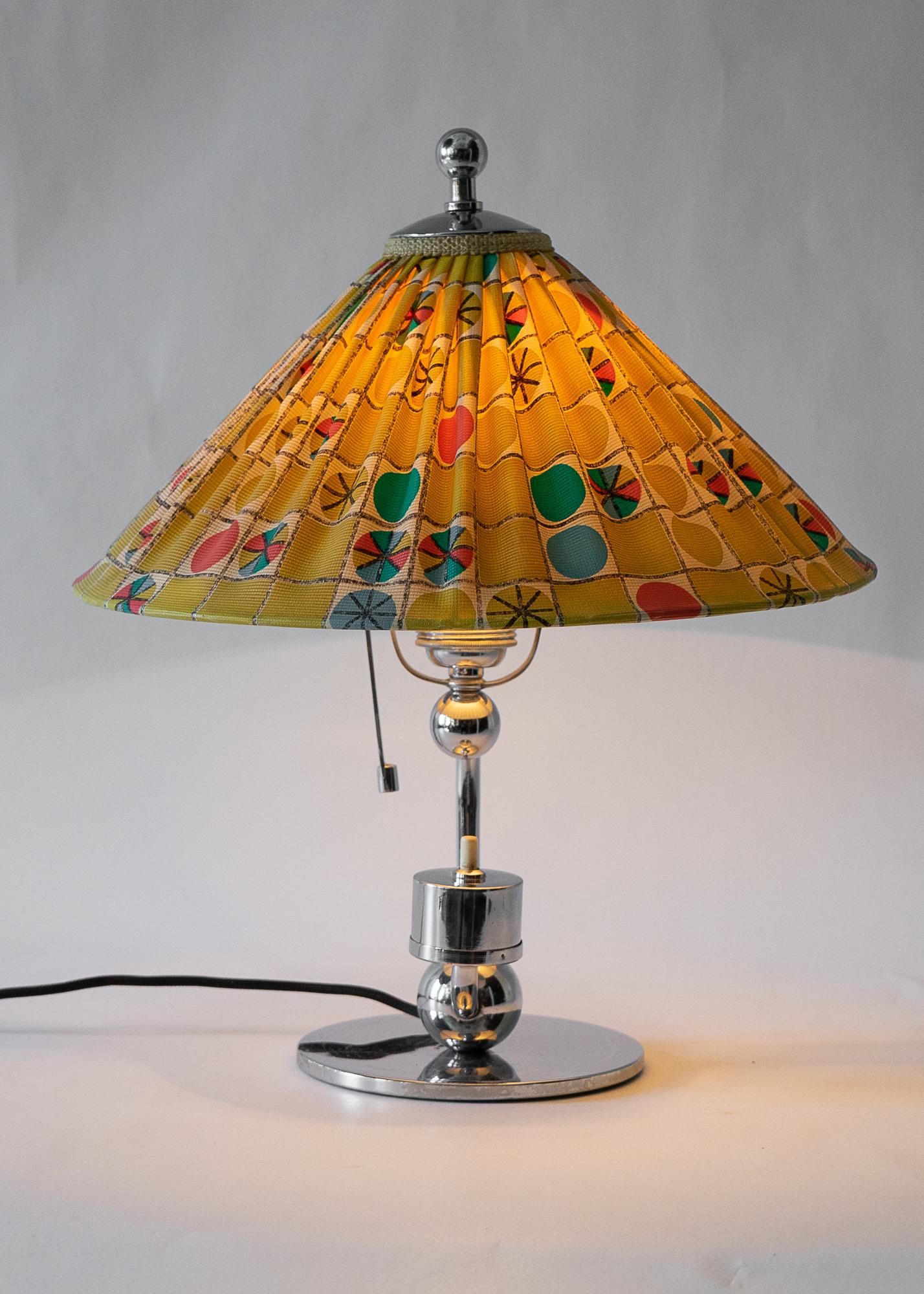 Art Deco Table Lamp Vienna with Original Fabric Shade, circa 1930s 11