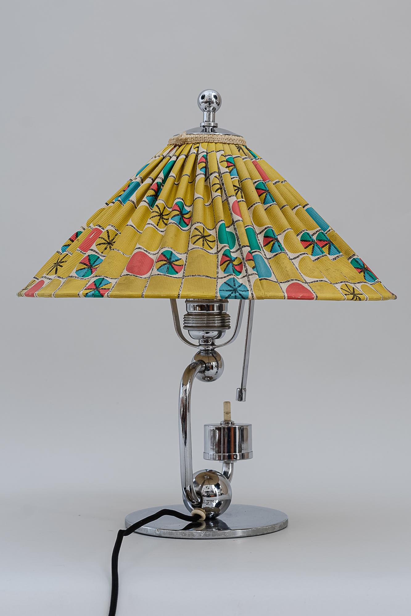 Art Deco Table Lamp Vienna with Original Fabric Shade, circa 1930s 1