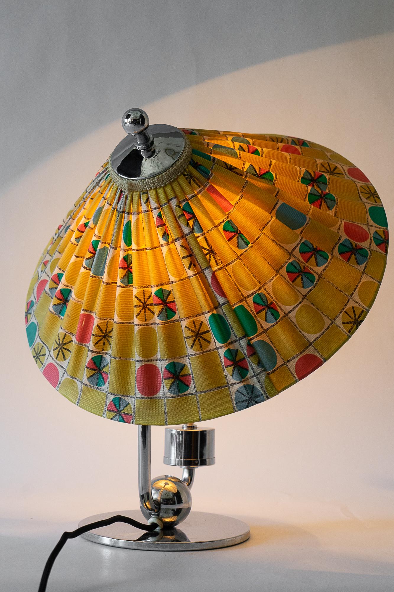 Art Deco Table Lamp Vienna with Original Fabric Shade, circa 1930s 3