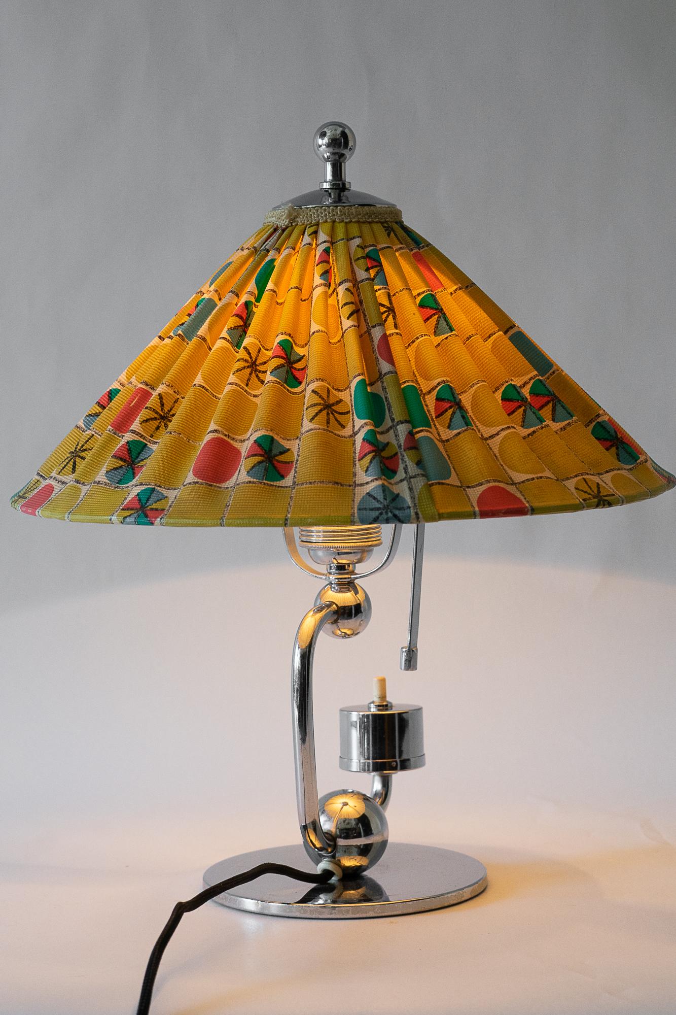 Art Deco Table Lamp Vienna with Original Fabric Shade, circa 1930s 4