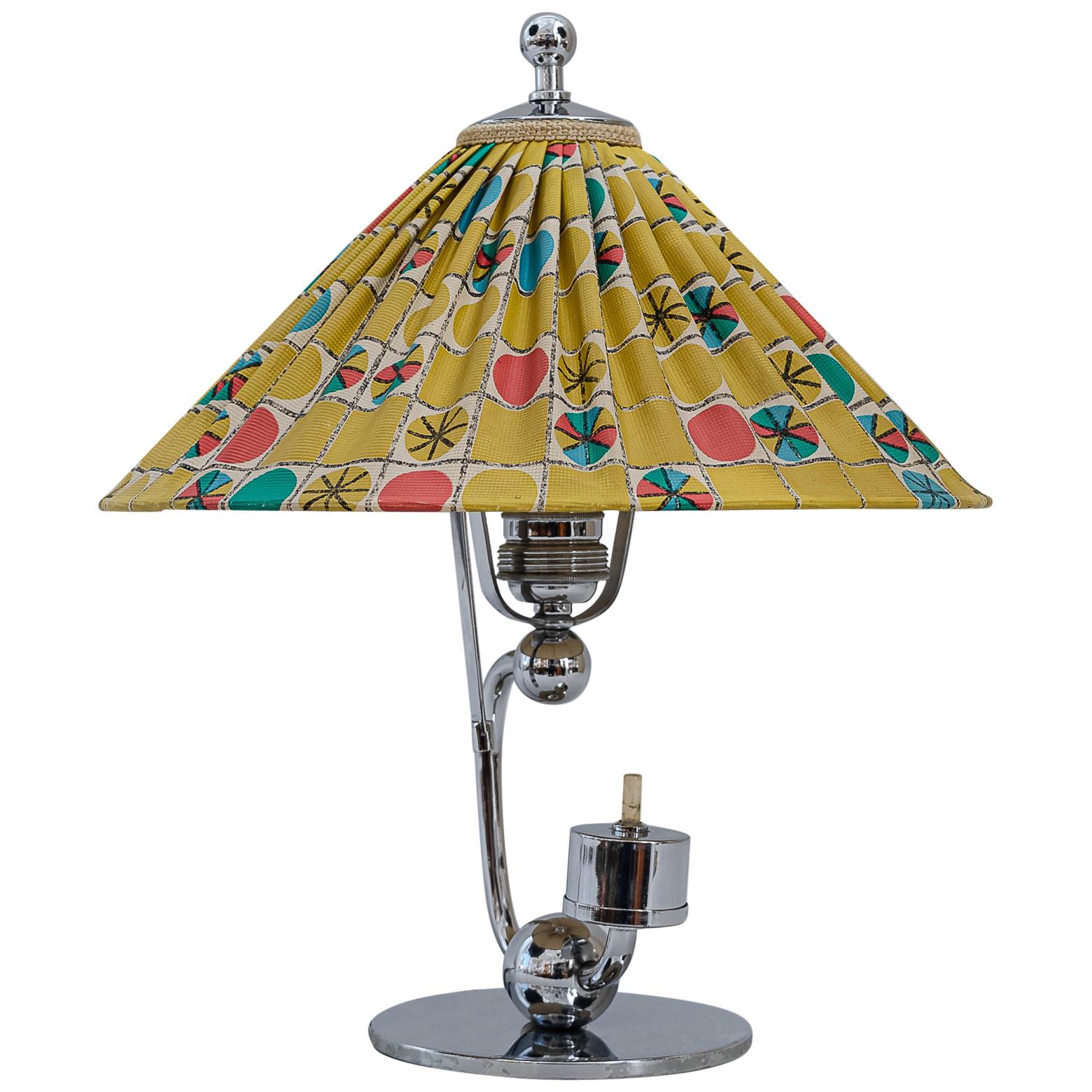 Art Deco Table Lamp Vienna with Original Fabric Shade, circa 1930s