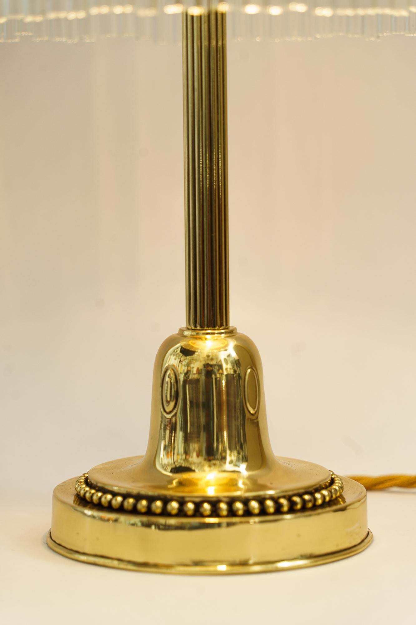 Art Deco Table Lamp Vienna with Original Hand Painted Galss Shade Around 1920s For Sale 12