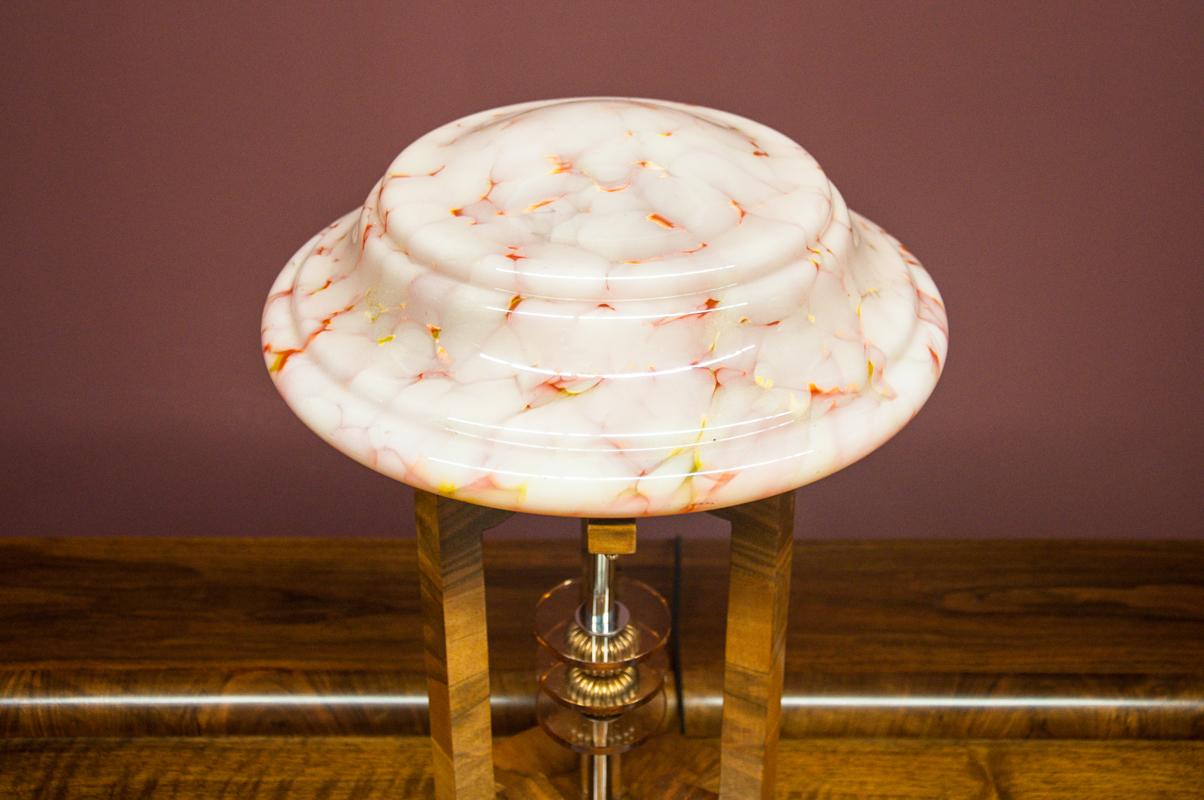 Glass Art Deco table lamp, Western Europe, 1940s For Sale