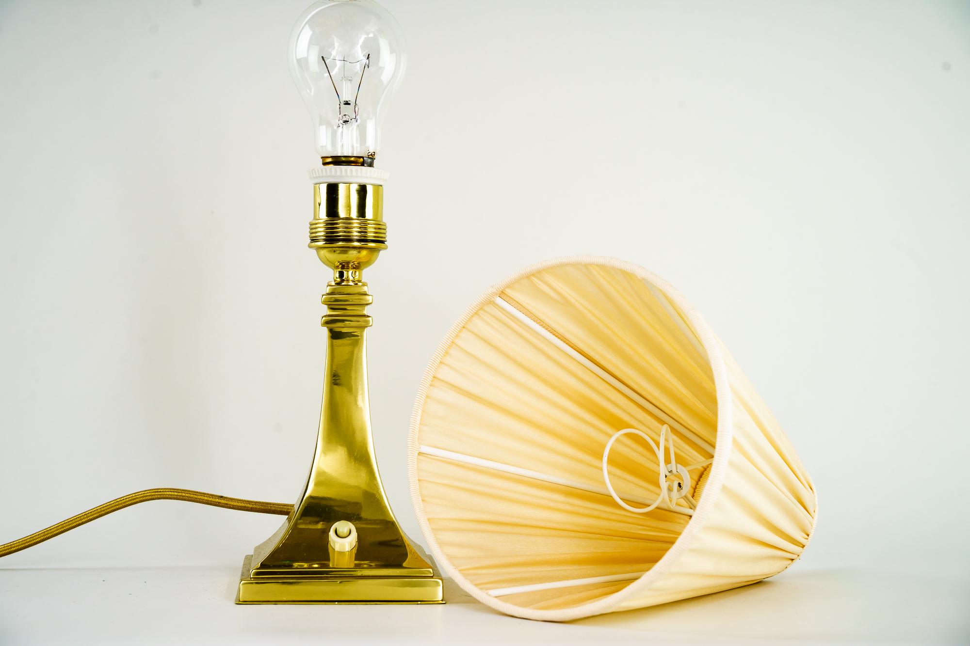 Art Deco Table Lamp With Fabric Shade Around 1920s For Sale 1