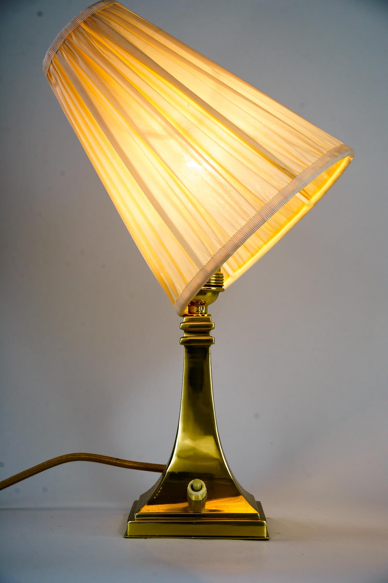 Early 20th Century Art Deco Table Lamp With Fabric Shade Around 1920s For Sale