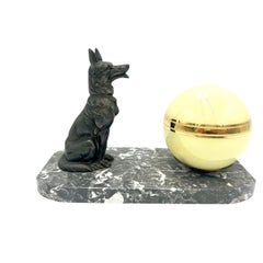Art Deco Table Lamp with a Dog Figure