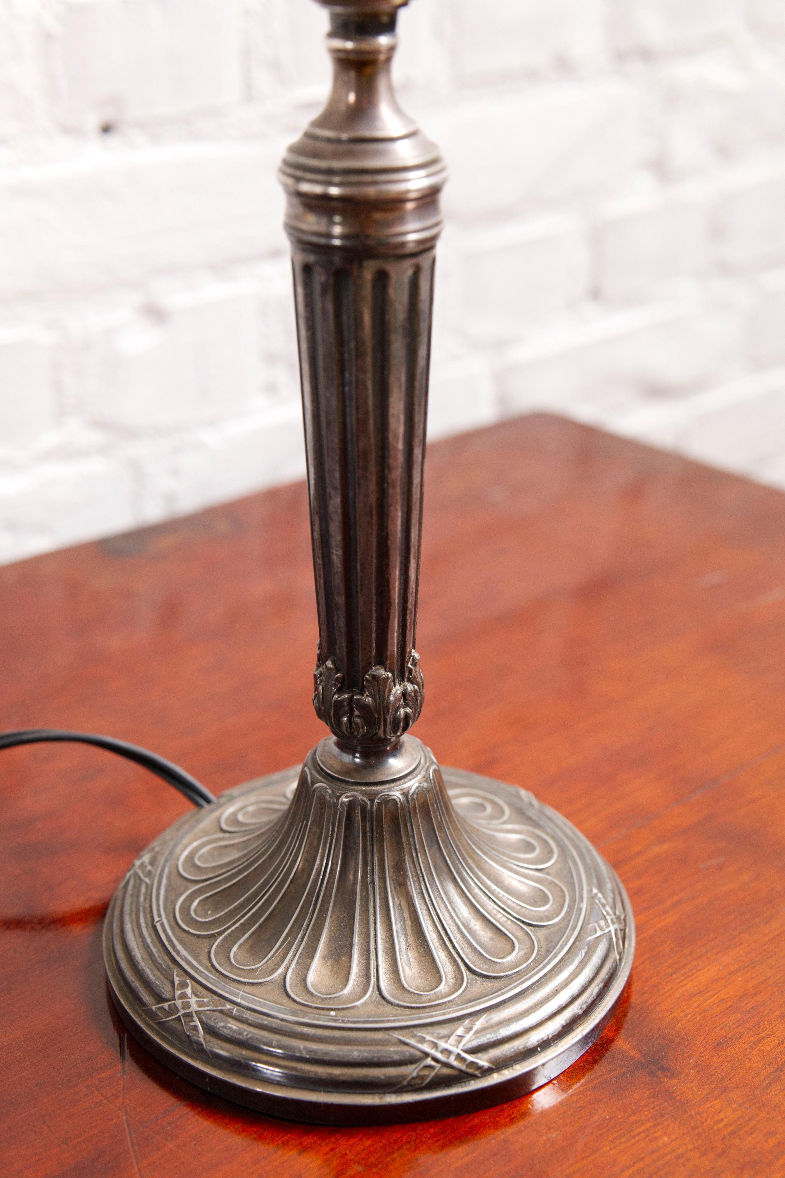 Mid-20th Century Art deco table lamp with a marbled glass shade, 1930's For Sale