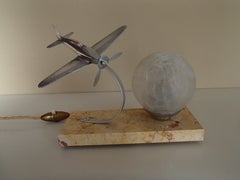 Art Deco Table Lamp with Aeroplain