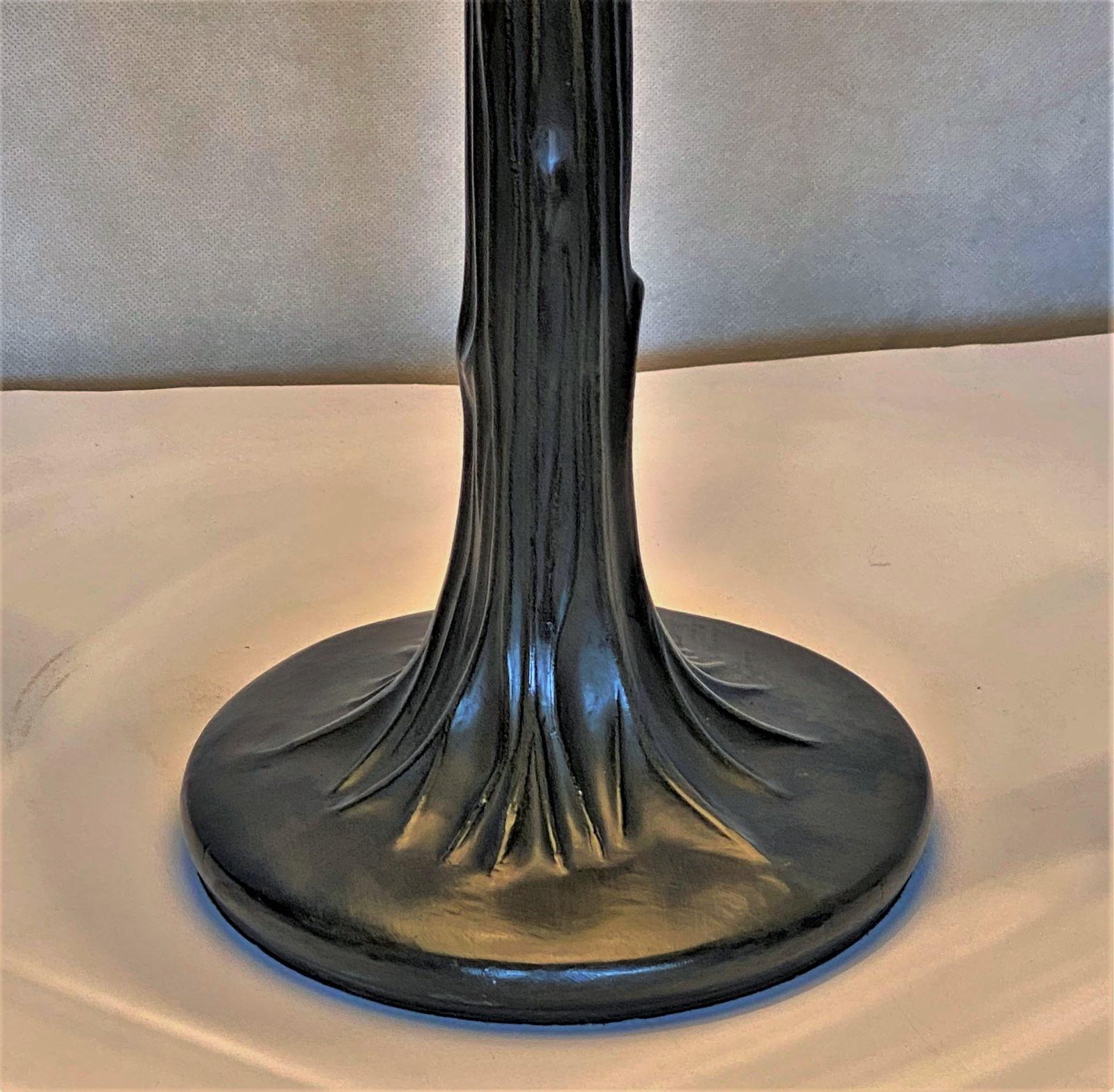 Brass Art Deco Table Lamp with Bent Slag Glass Shade, France, 1930-1939