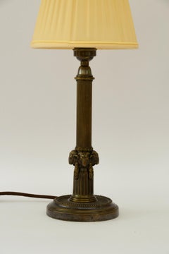Art Deco Table lamp with capricorn head with fabric shade vienna around 1920s